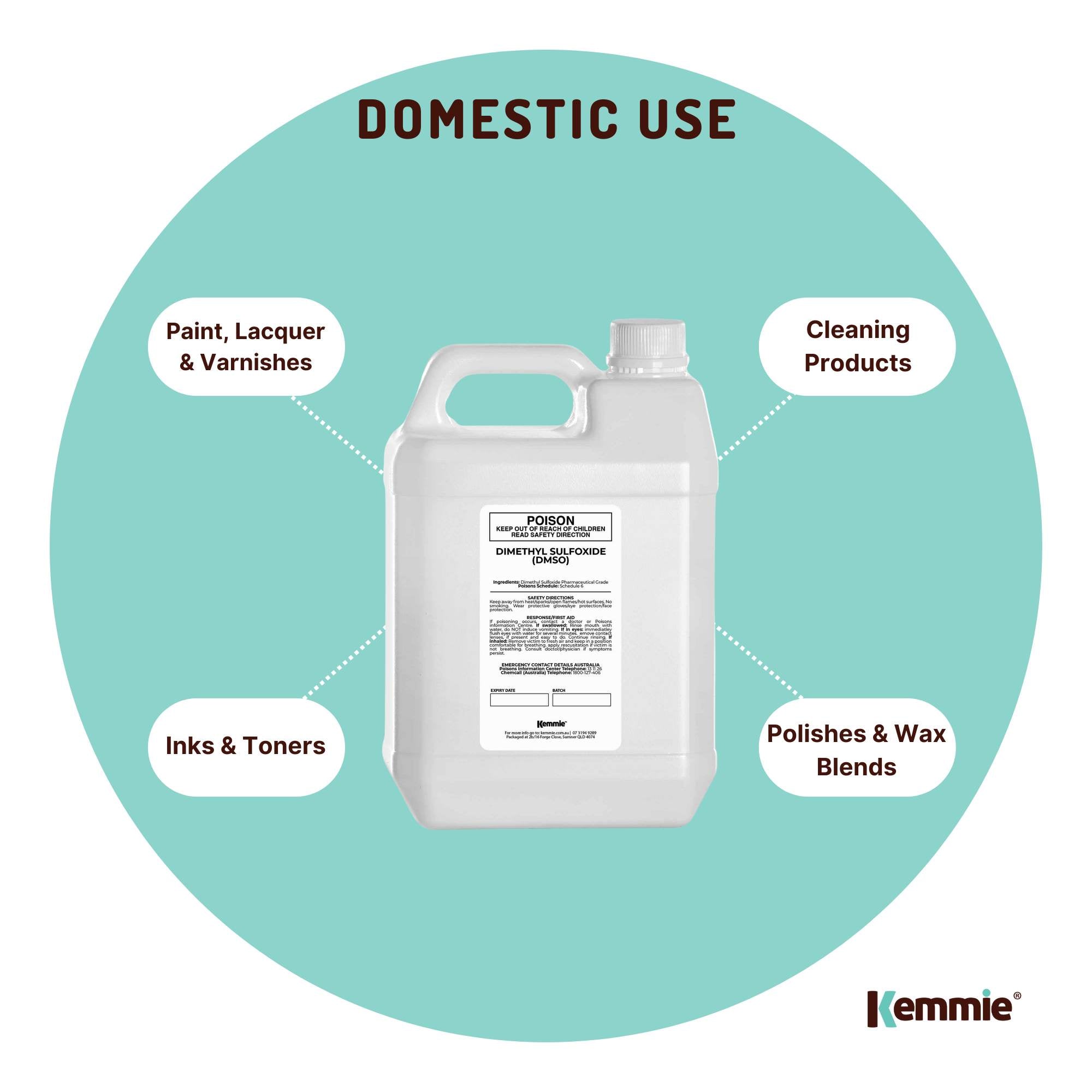 Kemmie 5L DMSO Liquid 99.9% Pure -  High Purity Dimethyl Sulfoxide Solvent Bulk