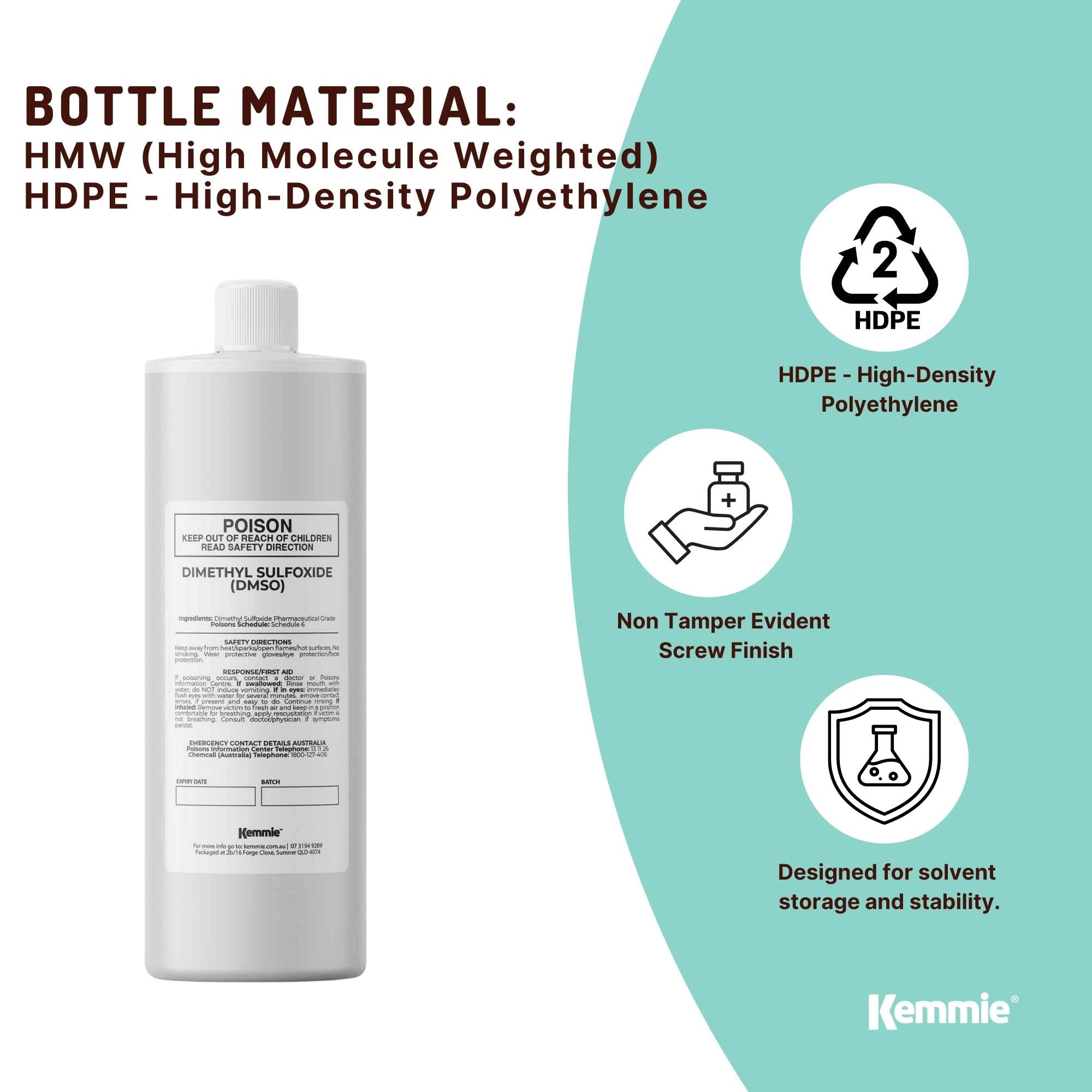 Kemmie 500ml DMSO Liquid 99.9% Pure -  High Purity Dimethyl Sulfoxide Solvent