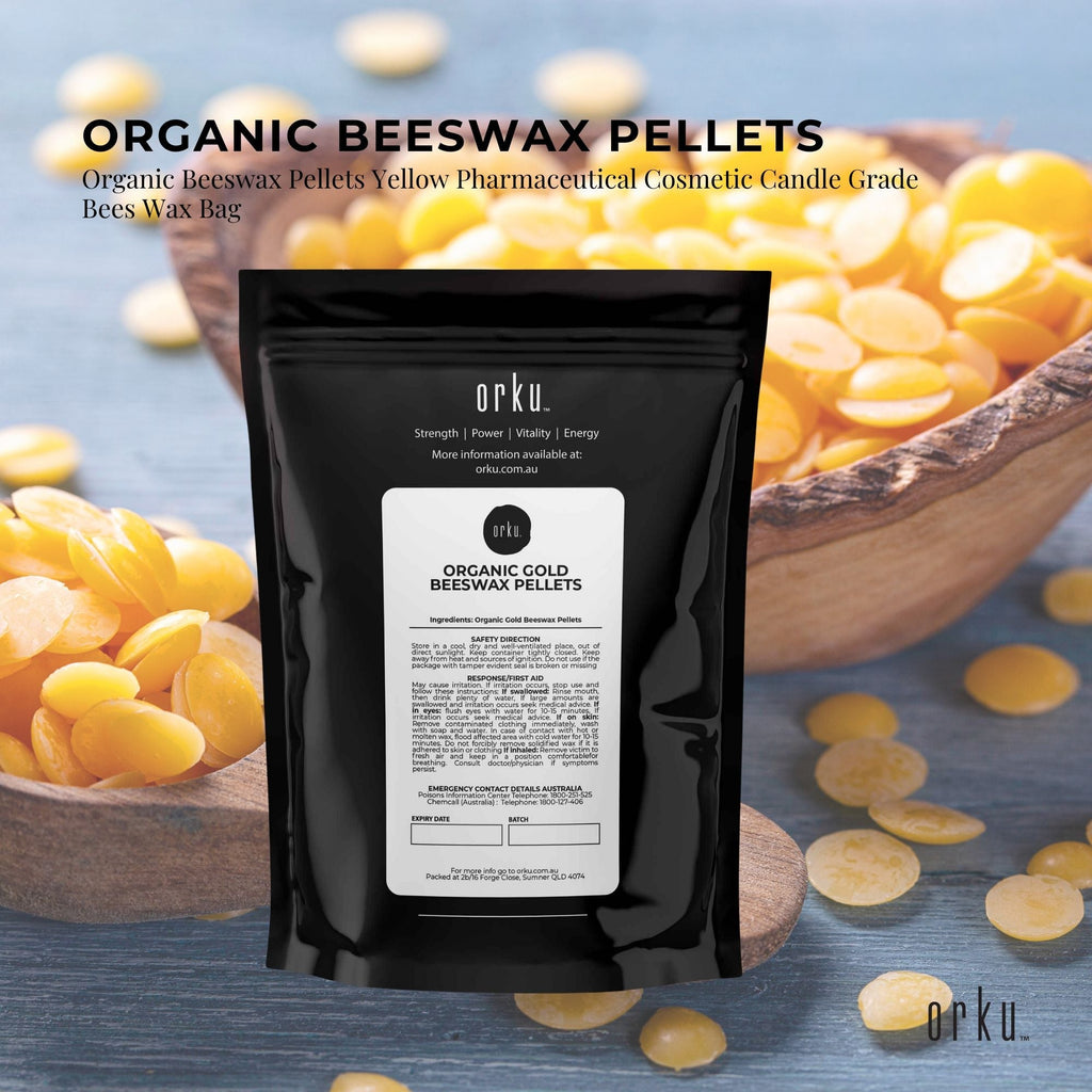 1kg Orku Organic Beeswax Pellets Yellow - Cosmetic Grade Quality Pure Bees Wax
