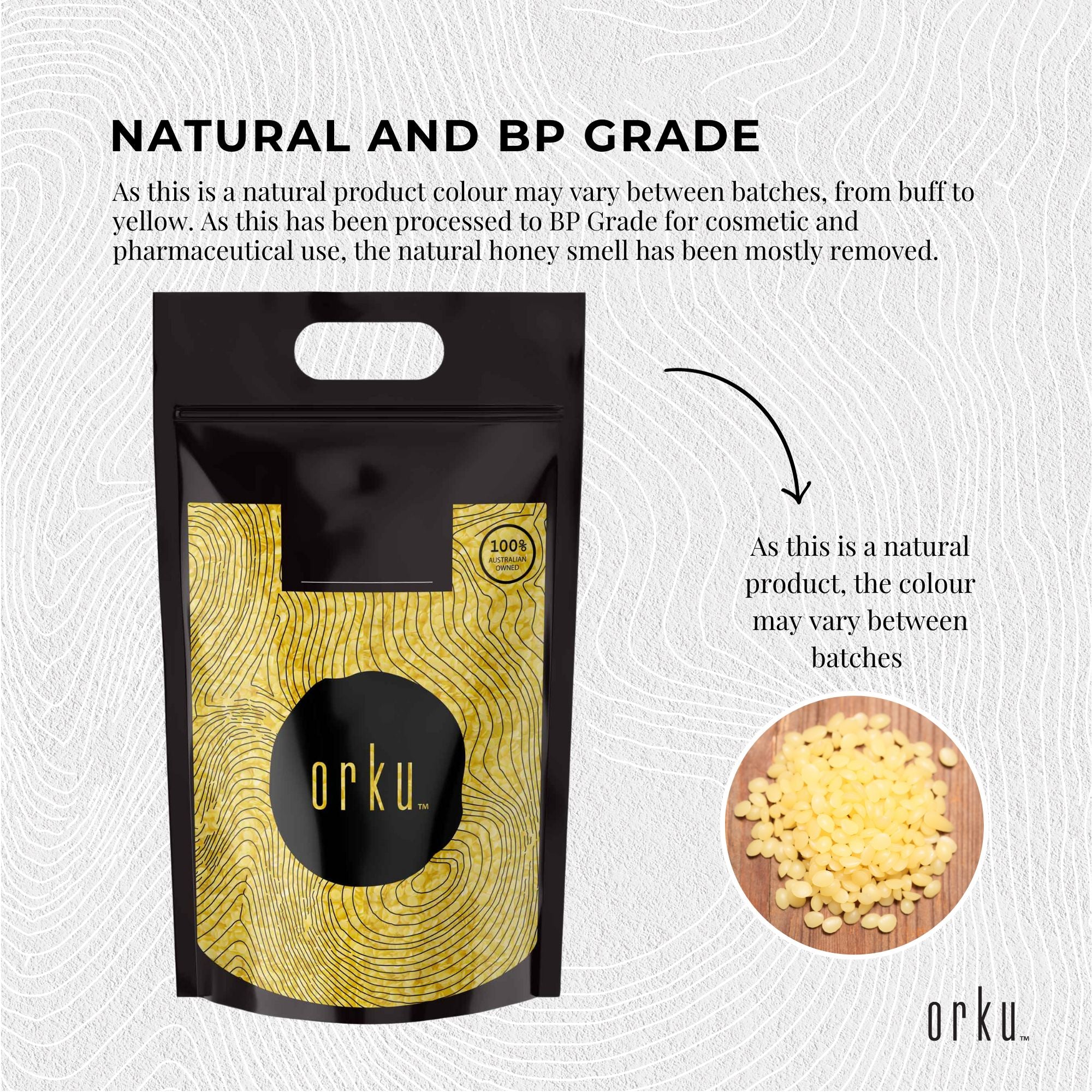 5kg Orku Organic Beeswax Pellets Yellow - Cosmetic Grade Quality Pure Bees Wax