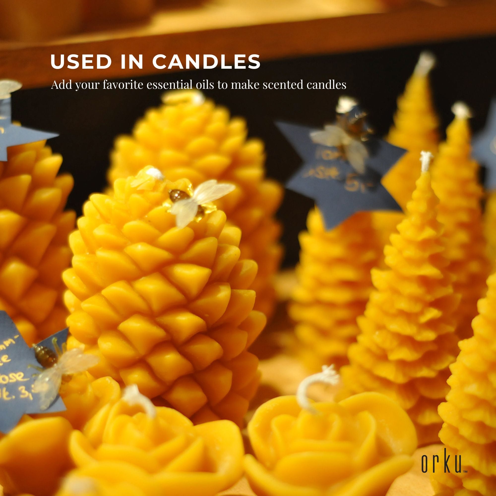 500g Orku Organic Beeswax Pellets Yellow Tub - Cosmetic Quality Pure Bees Wax