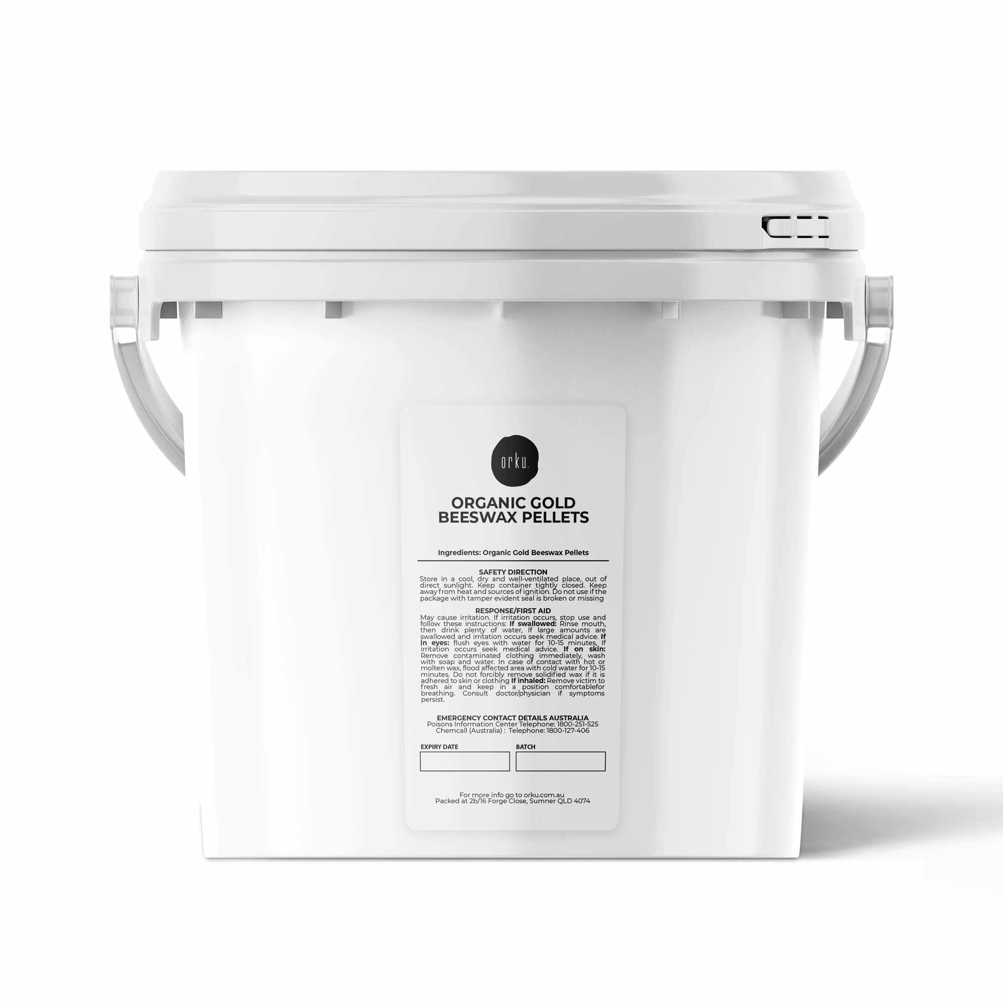 2.5Kg Orku Organic Beeswax Pellets Yellow Tub - Cosmetic Quality Pure Bees Wax
