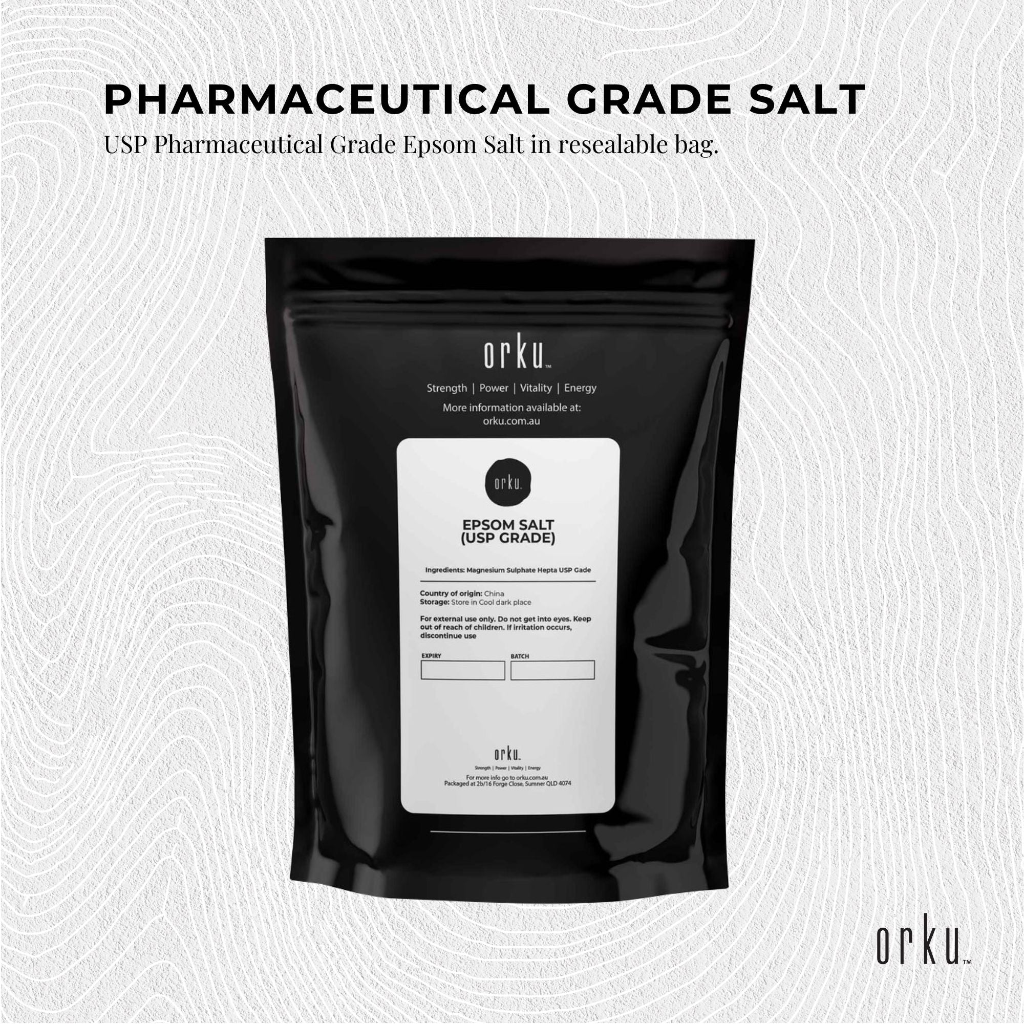 Orku 2Kg Epsom Salt - USP Grade Magnesium Sulfate Body Bath Salts