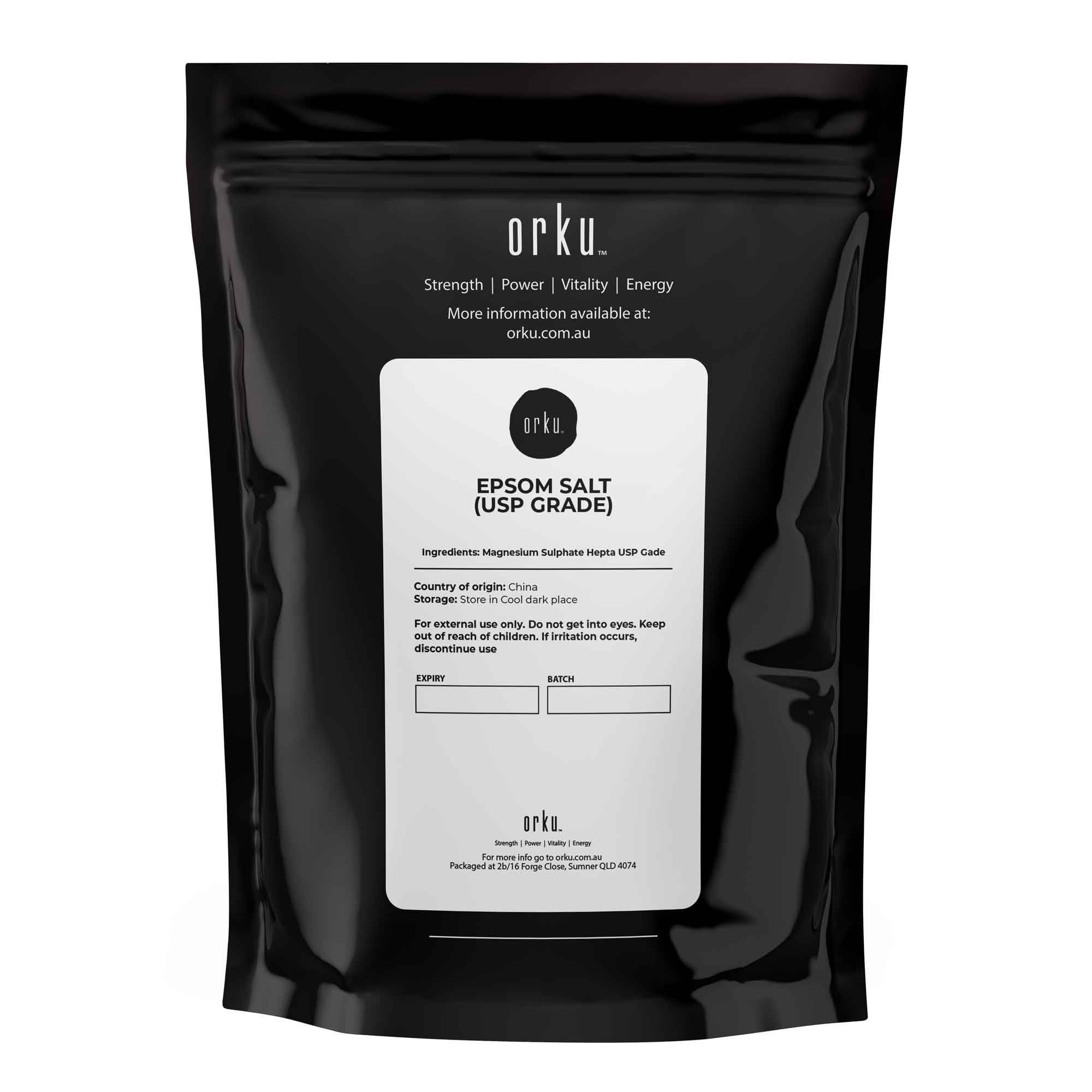 Orku 2Kg Epsom Salt - USP Grade Magnesium Sulfate Body Bath Salts