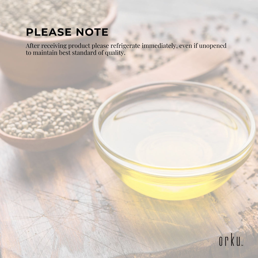 Orku 250ml Organic Hemp Seed Oil - Cold Pressed Food Grade Oils