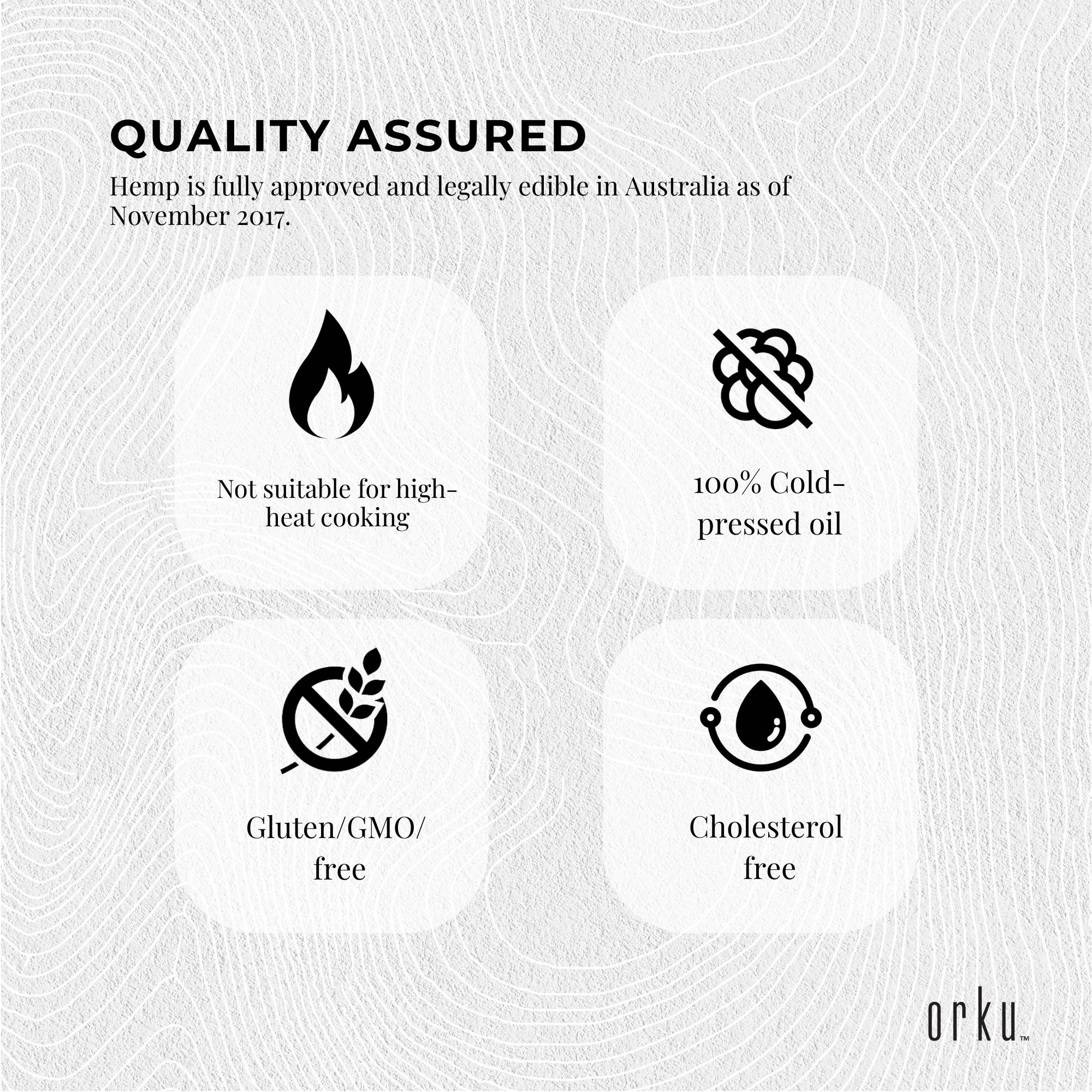 Orku 250ml Organic Hemp Seed Oil - Cold Pressed Food Grade Oils