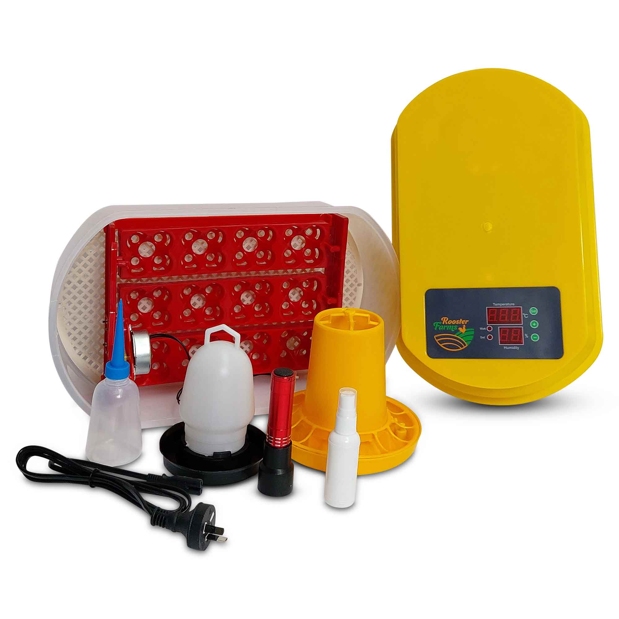 Rooster Farms Electric 12 Egg Incubator + Accessories Hatching Eggs Chicken Duck