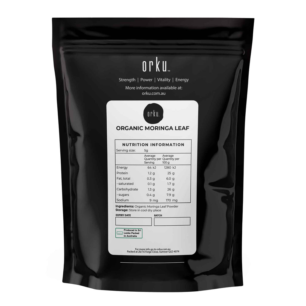 Orku 400g Organic Moringa Leaf Powder - Food Grade Oleifera Drumstick Leaf