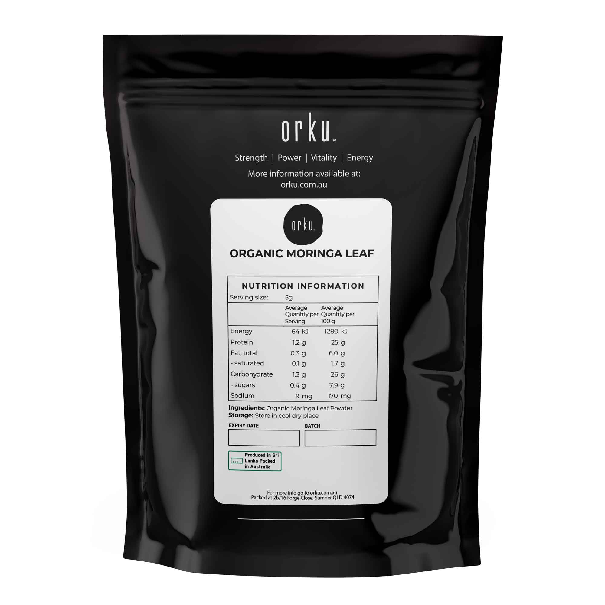Orku 400g Organic Moringa Leaf Powder - Food Grade Oleifera Drumstick Leaf