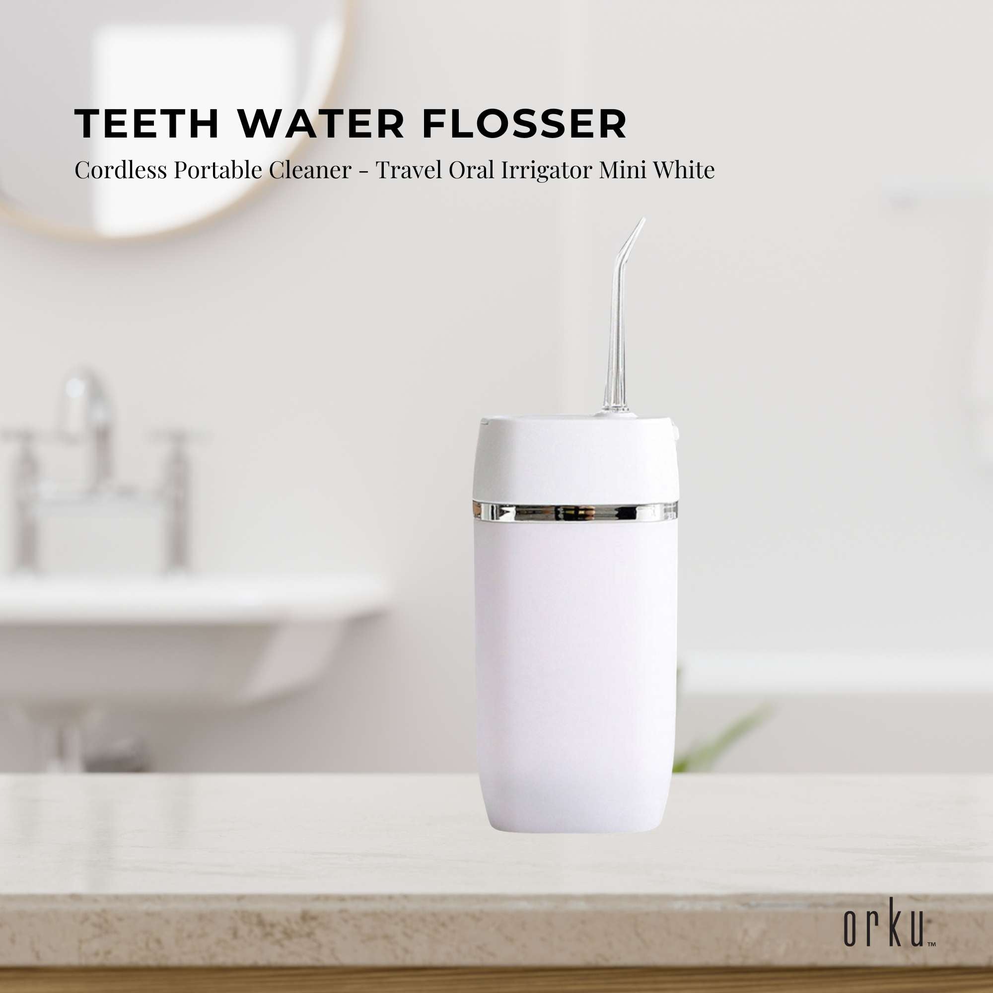Mini Water Flosser Rechargeable Cordless Cleaner - Travel Oral Irrigator White