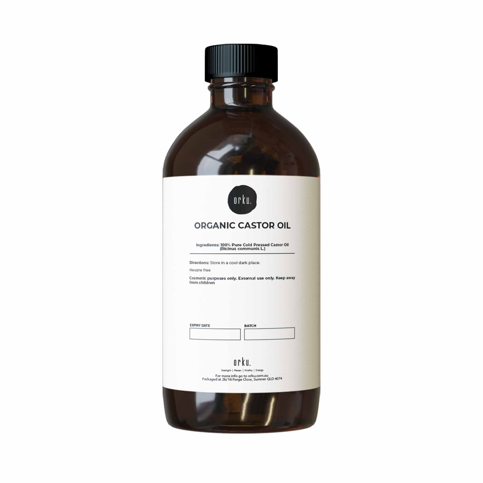 Orku 1L Organic Castor Oil - Hexane Free Cold Pressed