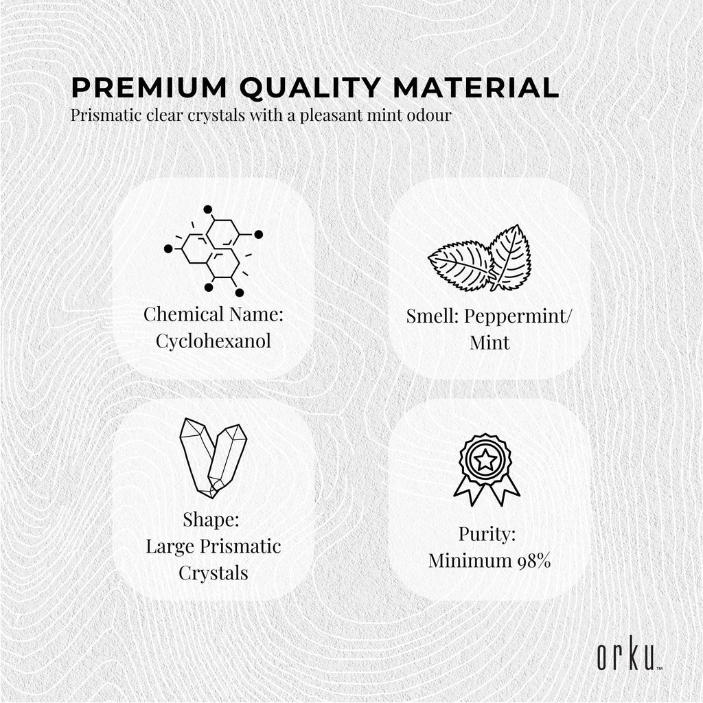 Orku 25g Menthol Crystals - USP Grade L-Menthol Mint Flakes C10H200