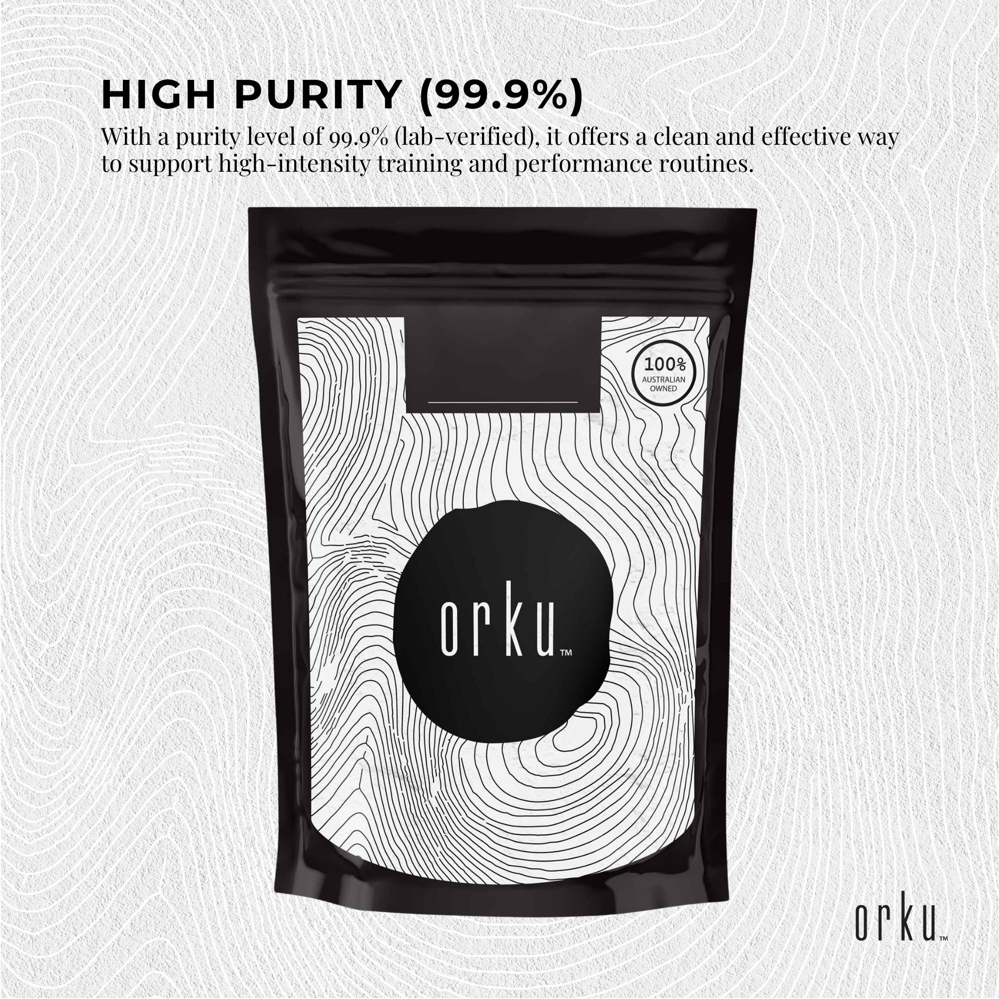 Orku 100g Creatine Monohydrate Powder – 200 Mesh Micronised | 99.9% Purity