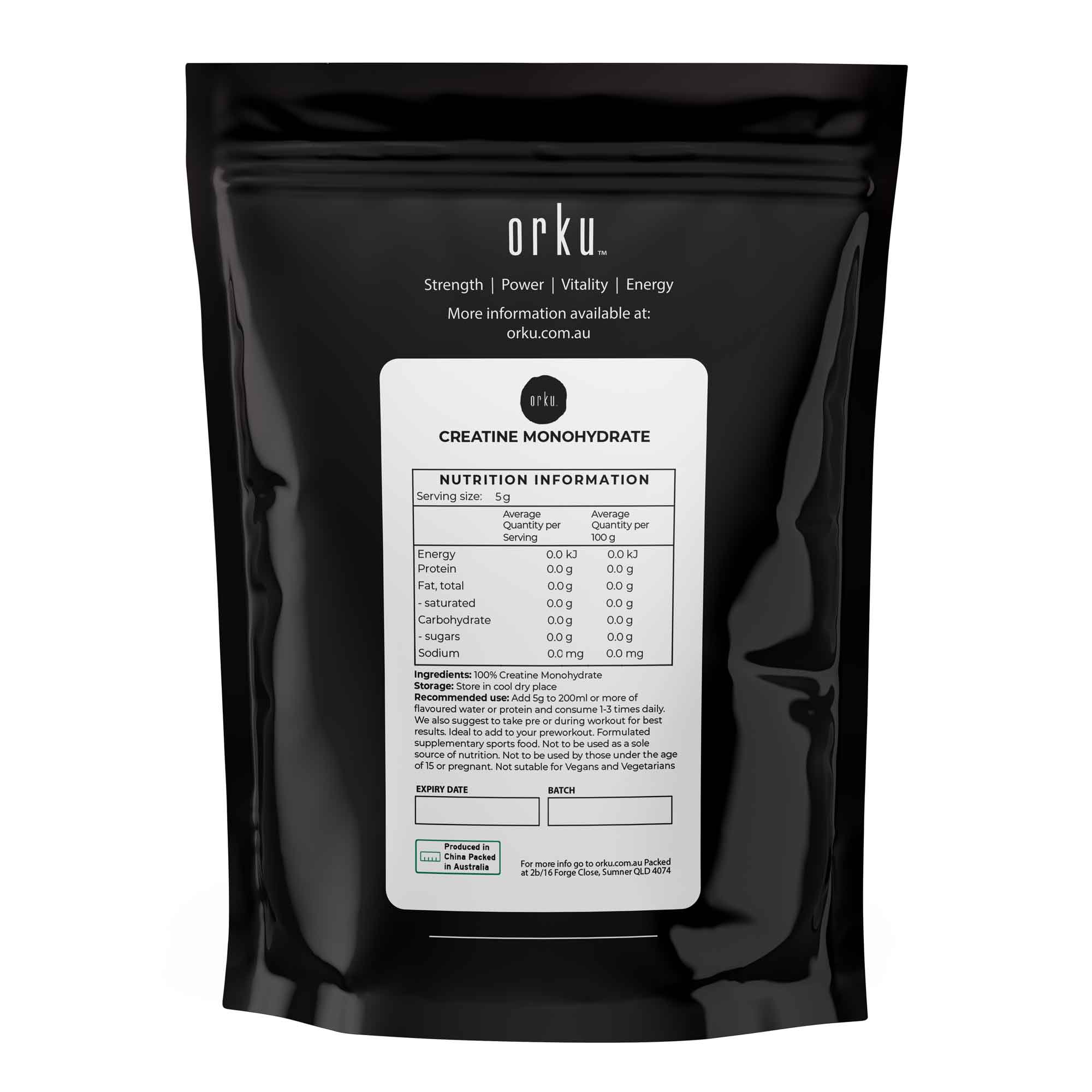 Orku 2Kg Creatine Monohydrate Powder – 200 Mesh Micronised | 99.9% Purity