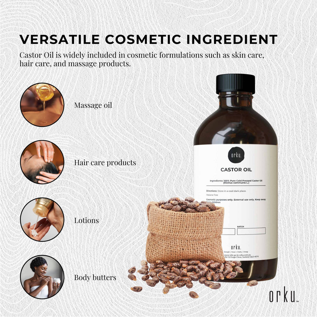 Orku 100ml Castor Oil - Hexane Free Cold Pressed Virgin