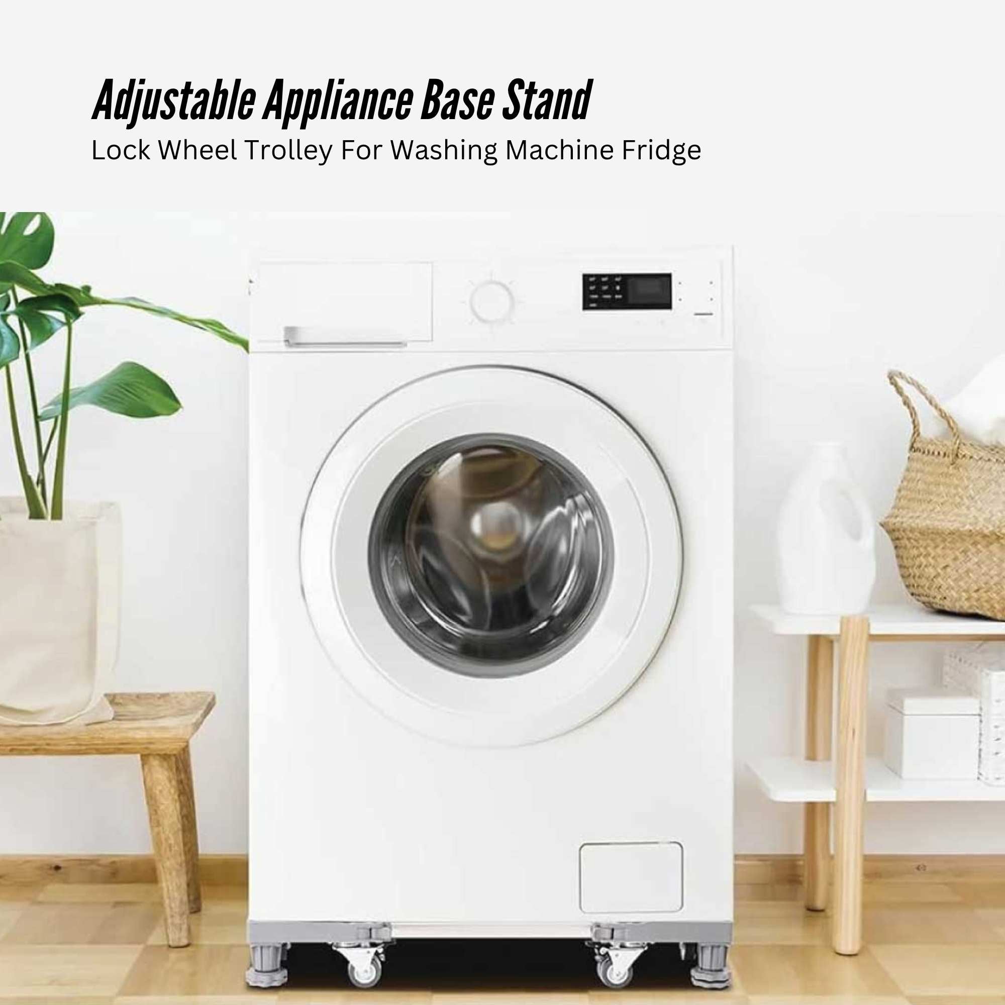 Tooleroo Adjustable Appliance Base Stand for Washing Machine with Locking Wheels