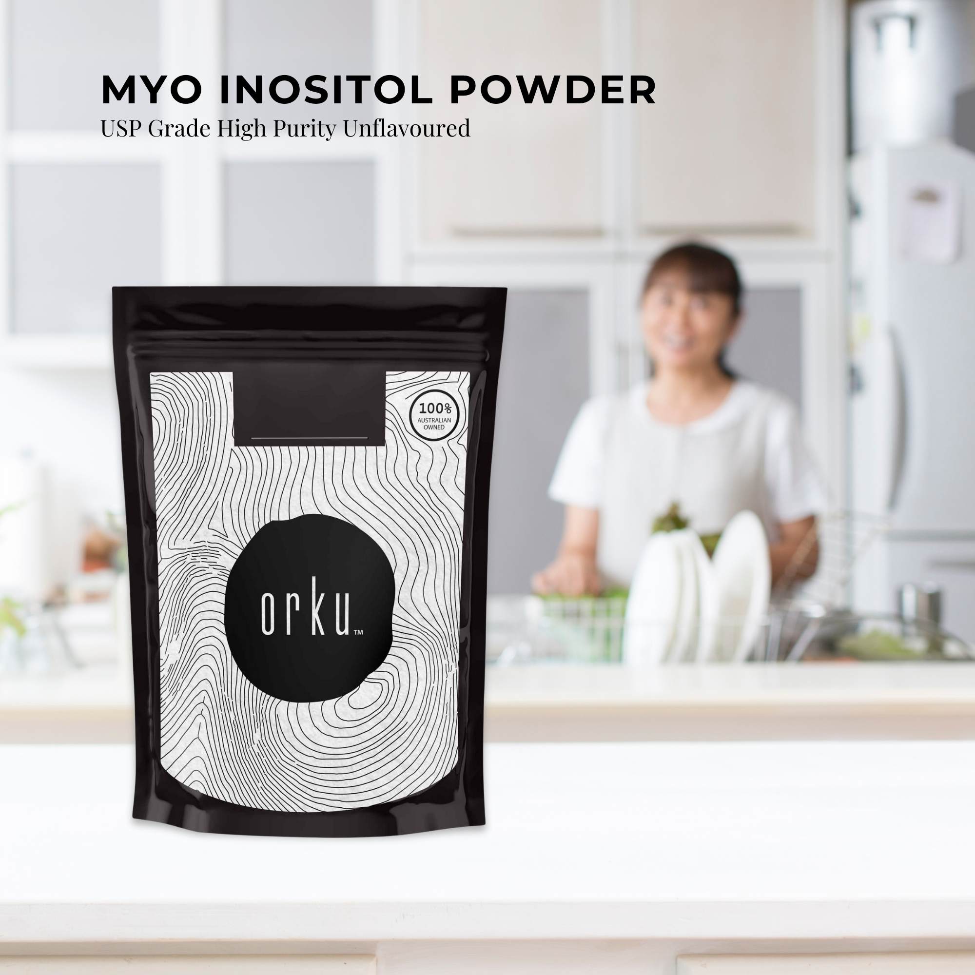 Orku 2Kg Myo Inositol Powder - USP Grade High Purity Unflavoured