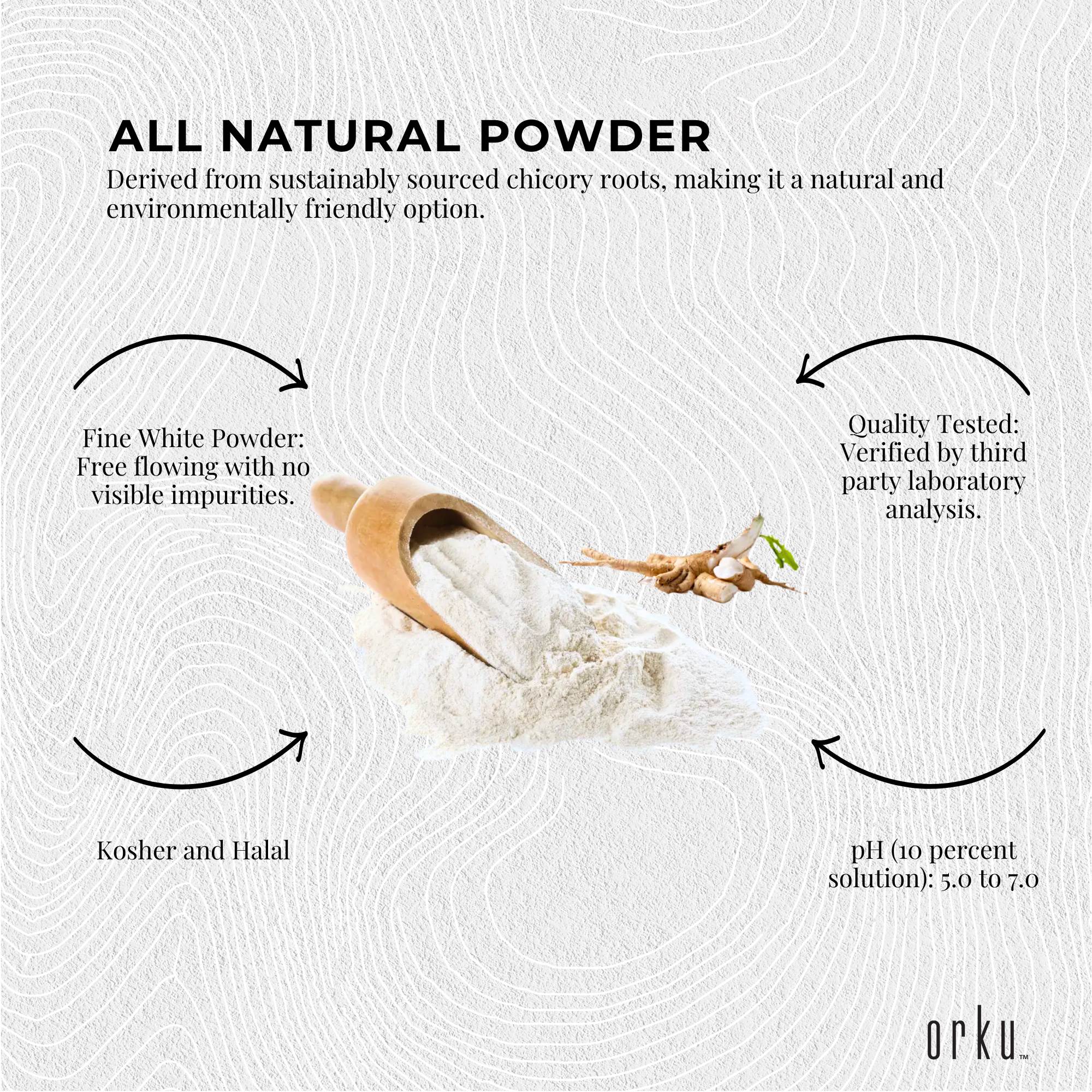 Orku 400g Chicory Root Inulin Powder - Unflavoured Food Ingredient