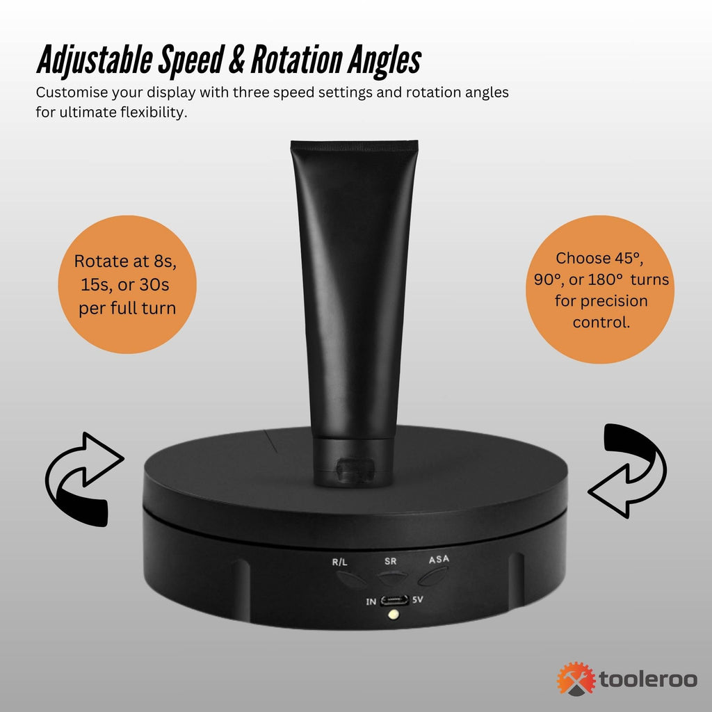 Tooleroo Electric 360 Rotating Product Display Stand for Merchandise Video Black
