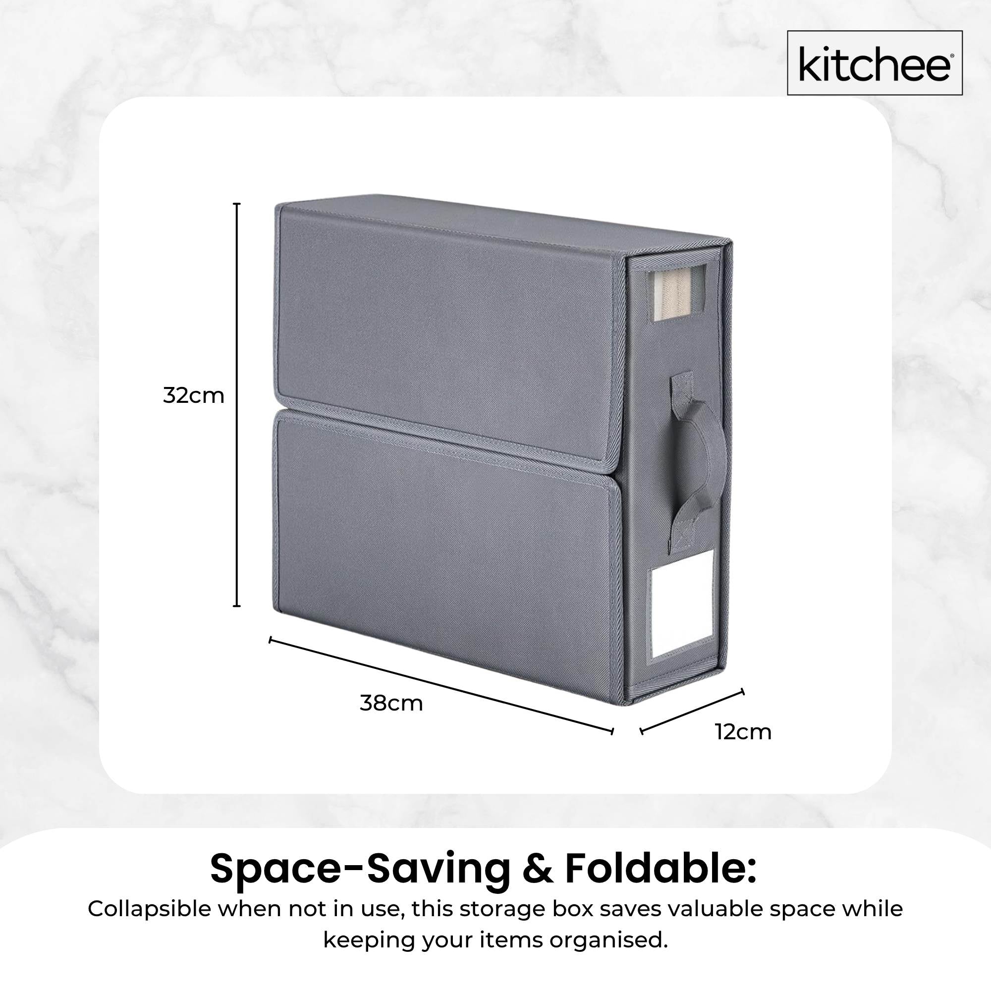 10x Kitchee Foldable Bed Sheet Storage Box – Linen & Closet Organiser Grey