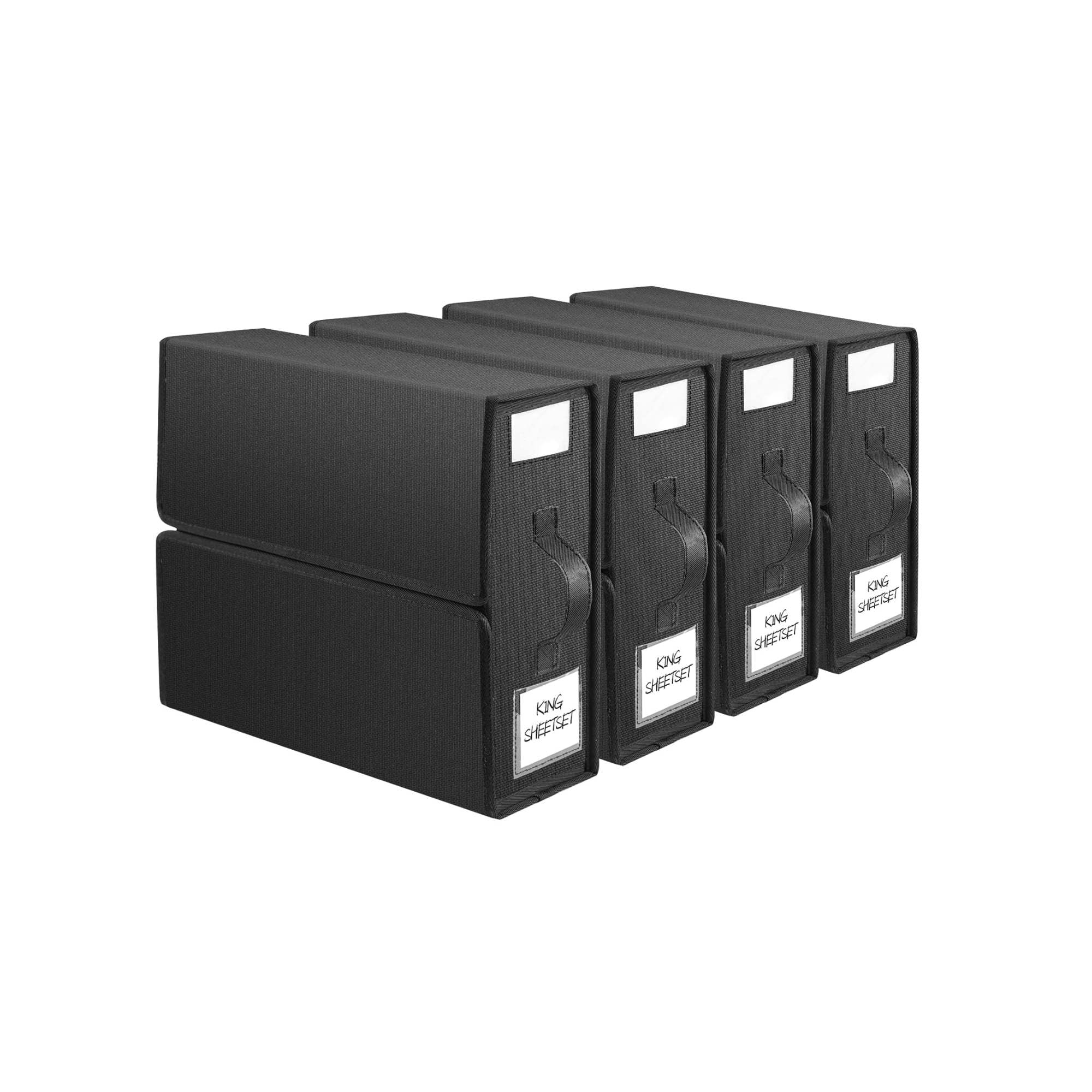 4x Kitchee Foldable Bed Sheet Storage Box – Linen & Closet Organiser Black