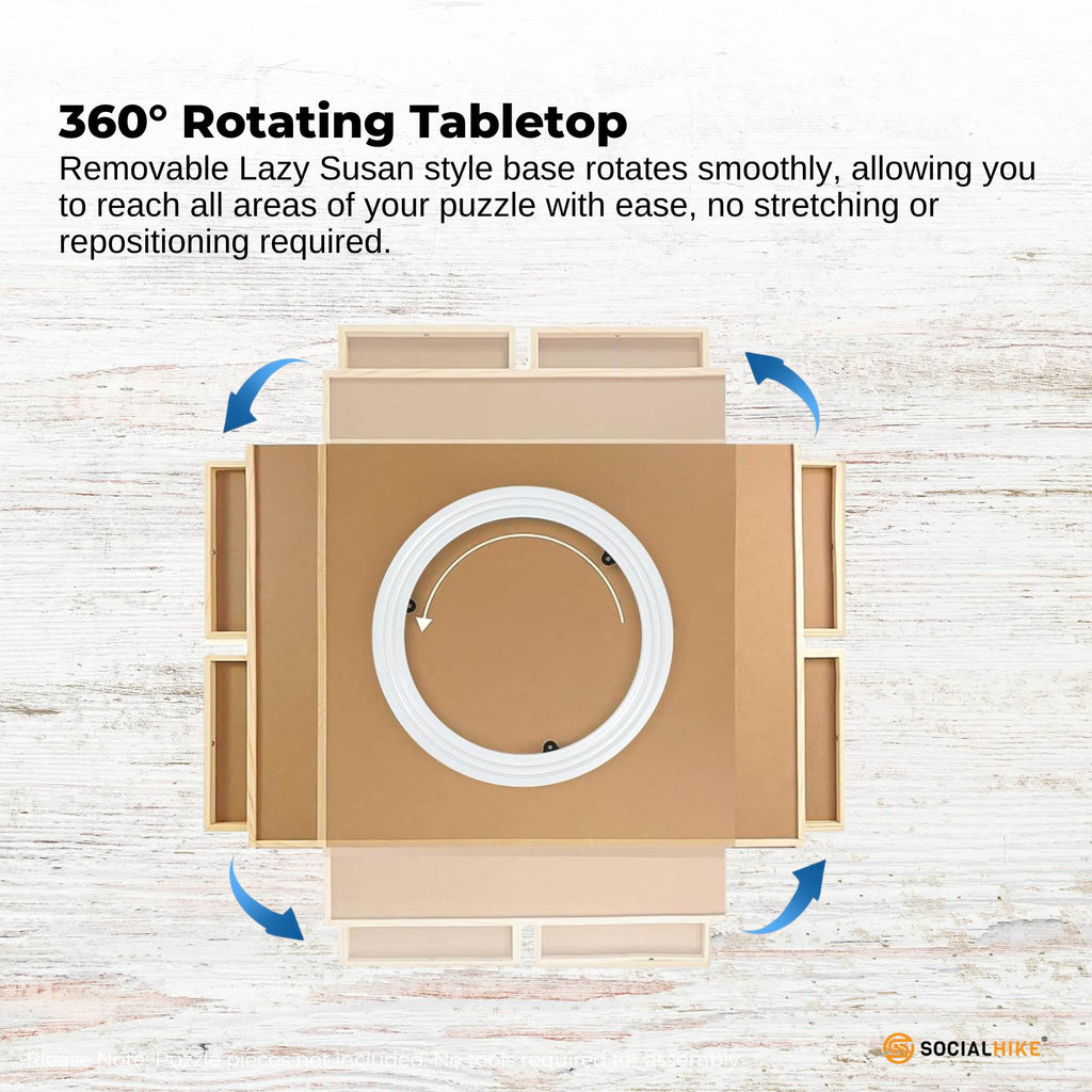 Social Hike 1500pcs Puzzle Board 6 Drawer with Cover - Wooden Rotating Tabletop
