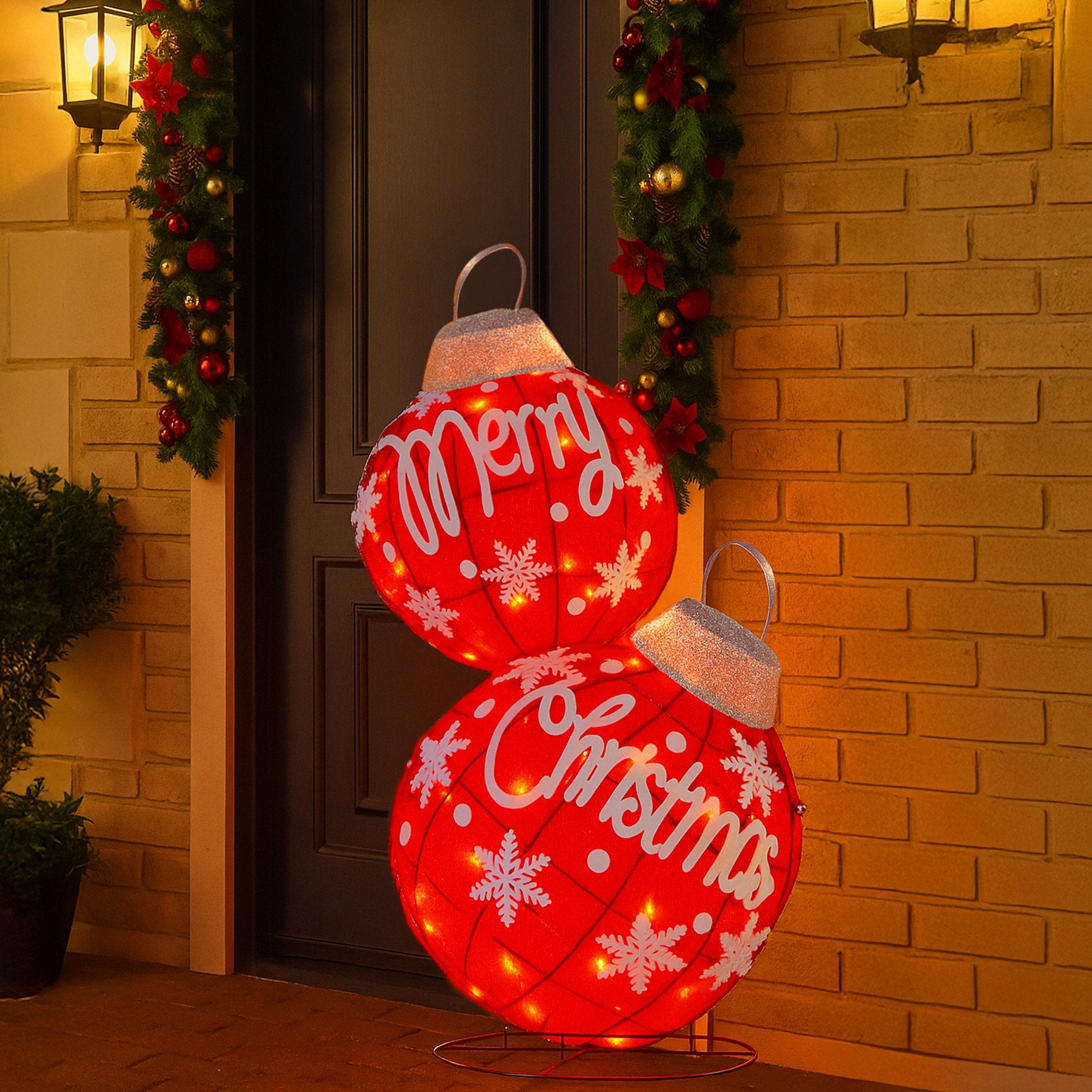 Christabelle Oversized Christmas Bauble Display Warm White Led Lights Glitter