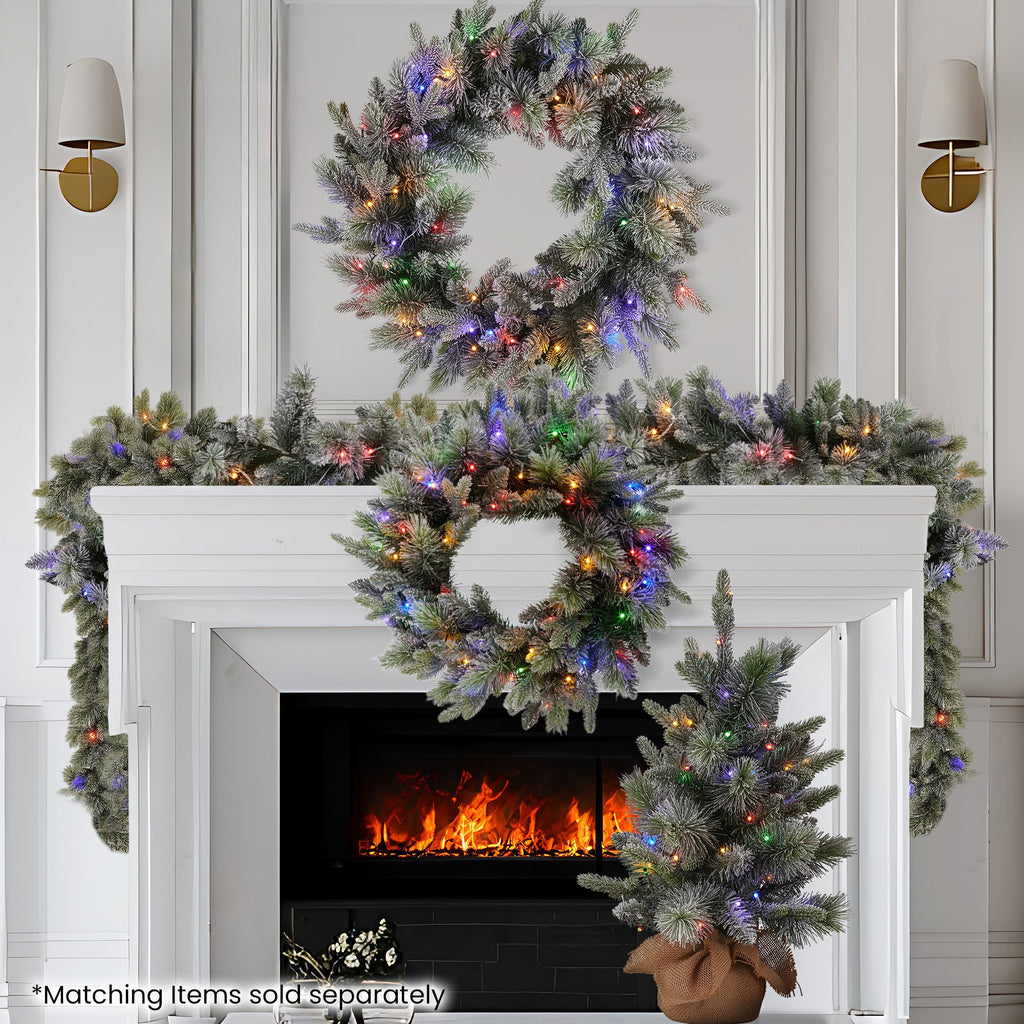 Christabelle 2.7m Christmas Garland Snowy with LED Lights Stamford Spruce Tree Decoration Ornament