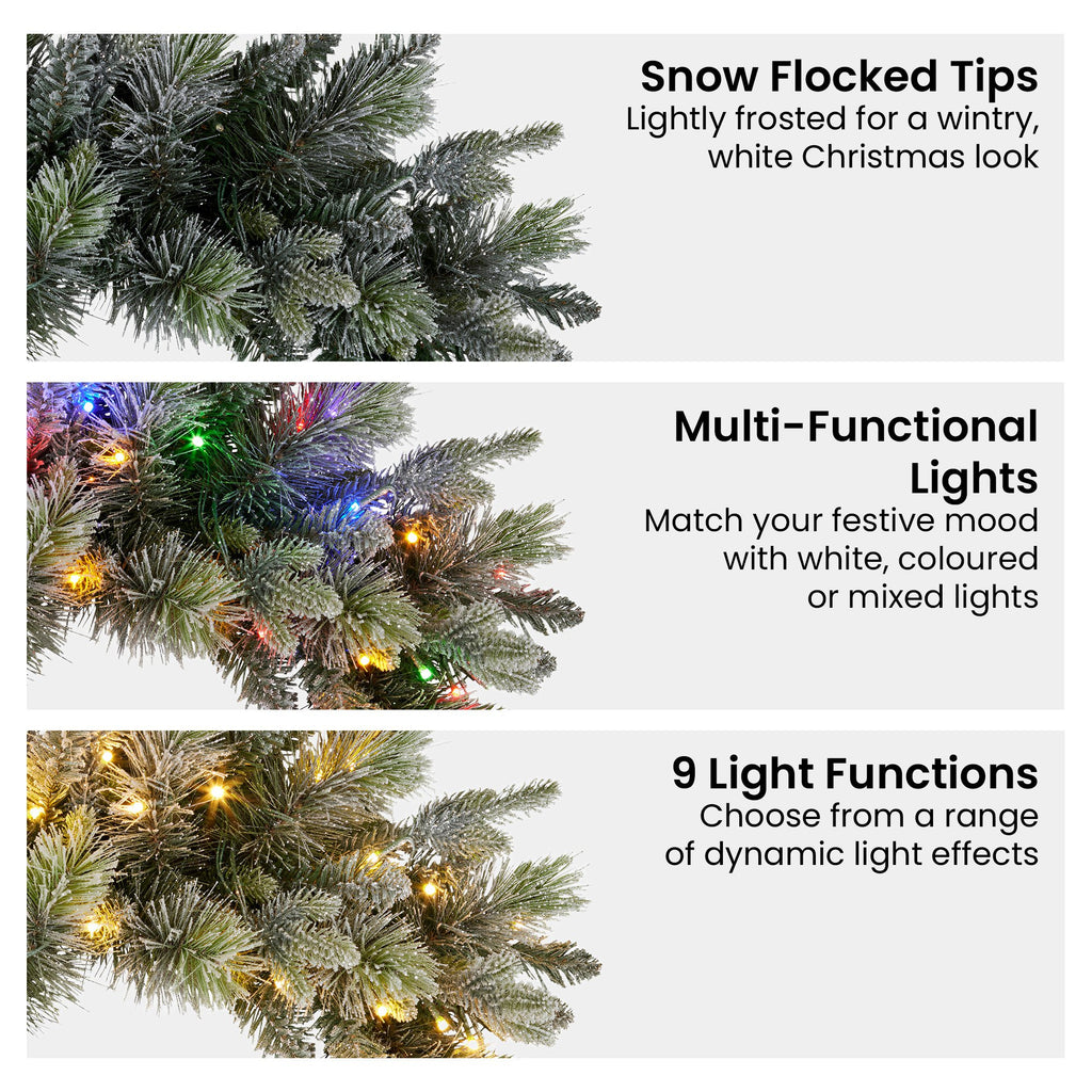 Christabelle 61cm Christmas Wreath Snowy Stamford Spruce with Coloured LED Lights Front Door Decoration Ornament