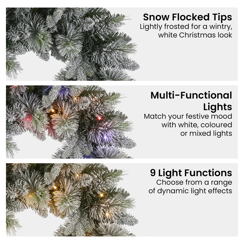 Christabelle 76cm Christmas Wreath Snowy Stamford Spruce with LED Lights Front Door Decoration Ornament