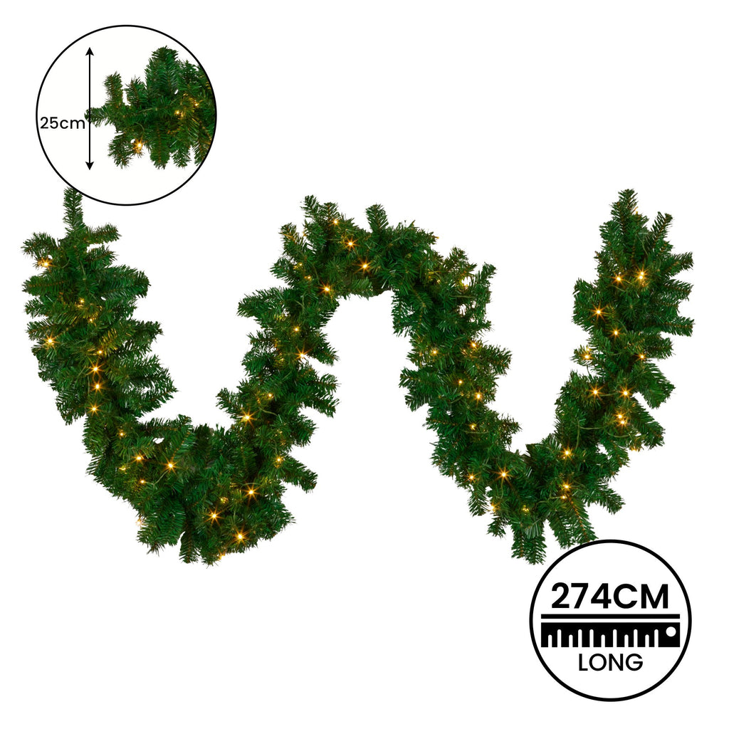 Christabelle 2.7m Christmas Garland with LED Lights Chadwick Tree Decoration Ornament