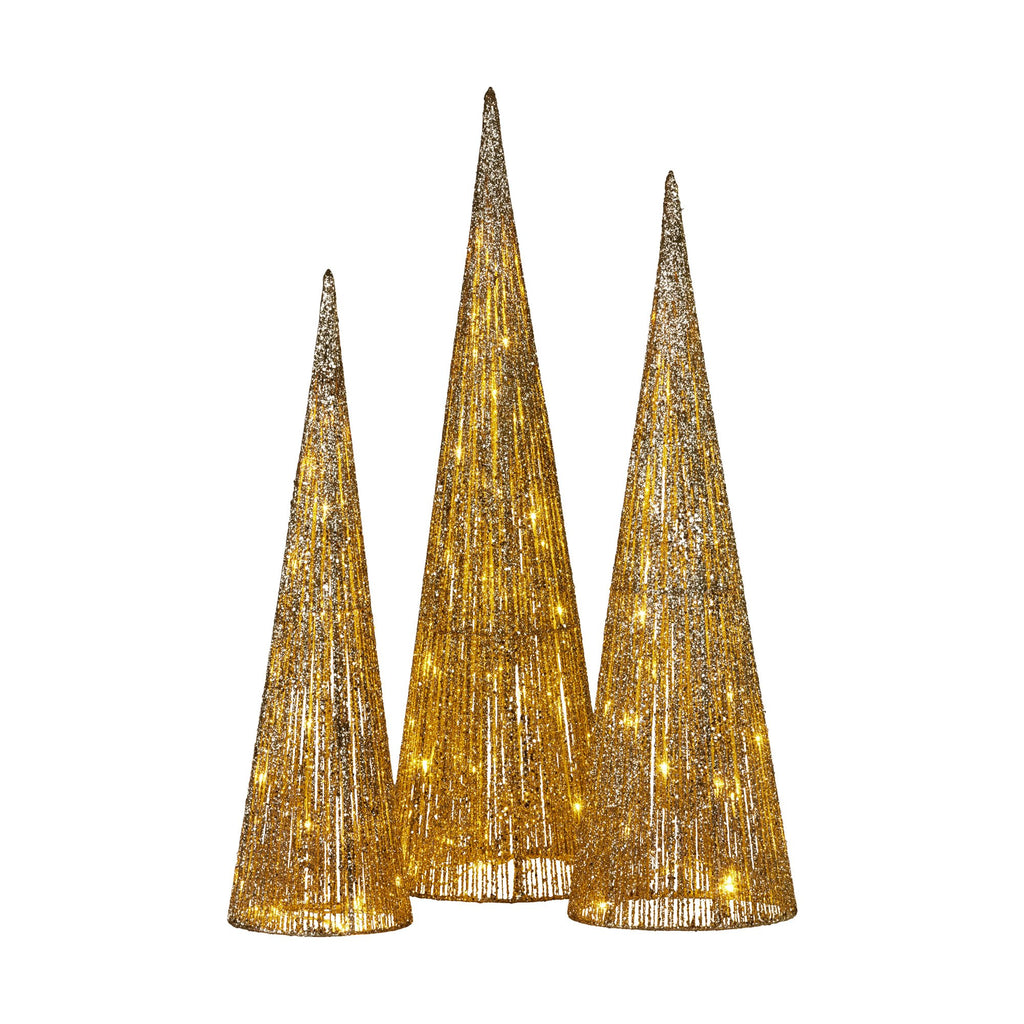 Christabelle 3pc Christmas Tree Indoor Outdoor Display Decoration LED Lights Front Yard Lawn Statue Ornament