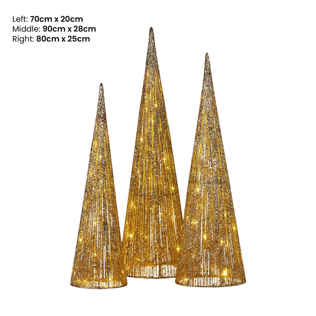 Christabelle 3pc Christmas Tree Indoor Outdoor Display Decoration LED Lights Front Yard Lawn Statue Ornament