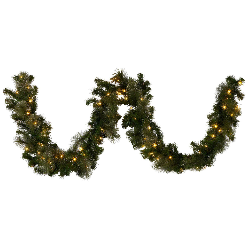 Christabelle 2.7m Christmas Garland with LED Lights Glittery Gold Pine Mantle Decoration Ornament