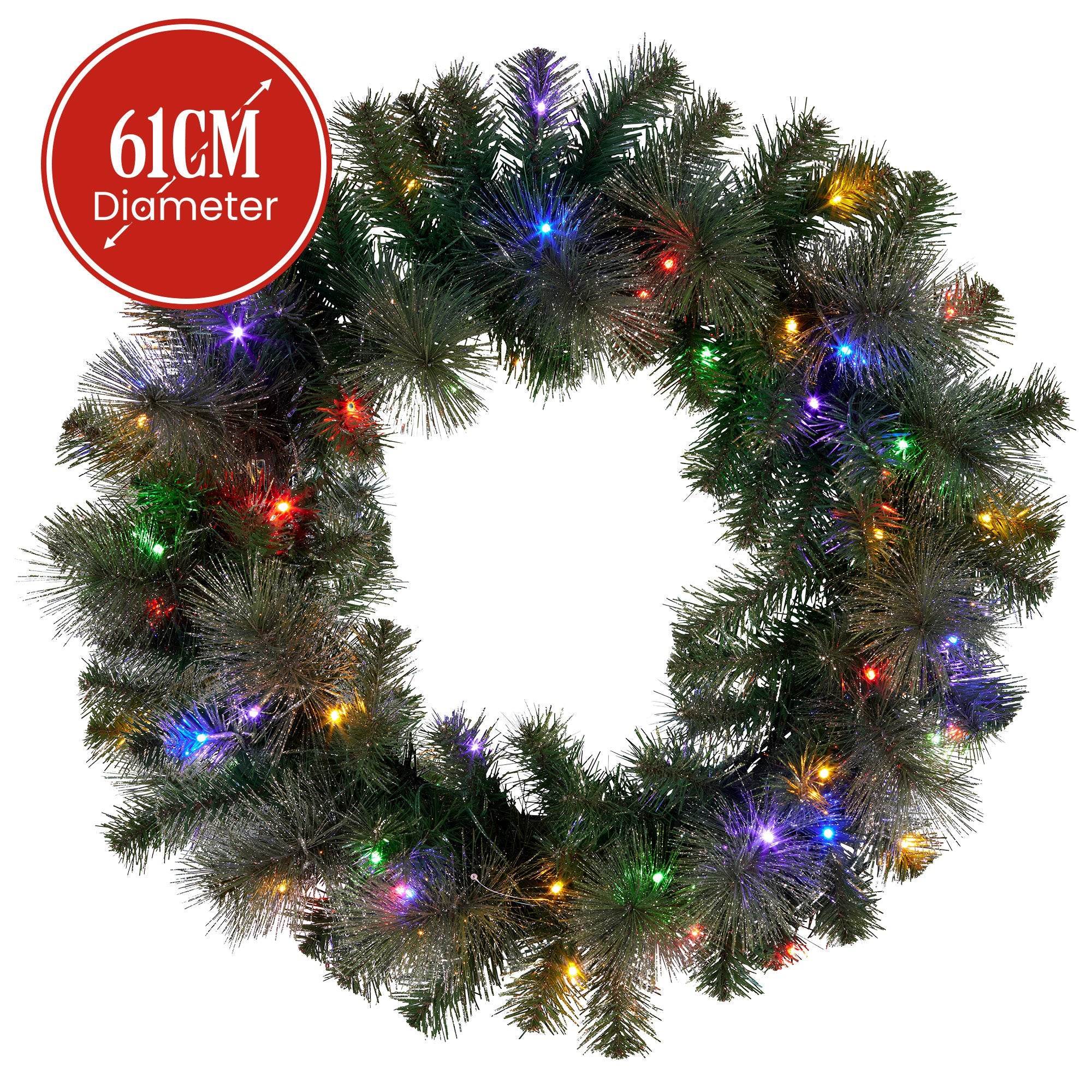 Christabelle 61cm Christmas Wreath with LED Lights Glittery Gold Pine re-Lit Front Door Decoration Ornament