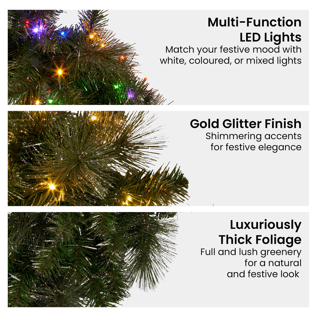 Christabelle 76cm Split Christmas Wreath with LED Lights for Double Front Doors Decoration