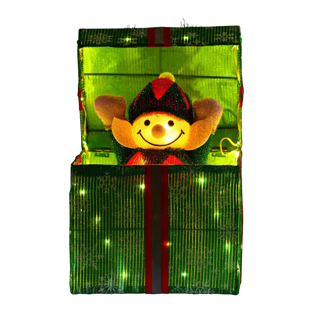 Christabelle Animated Elf Gift Box Led Lights Christmas Tree Decoration Ornament