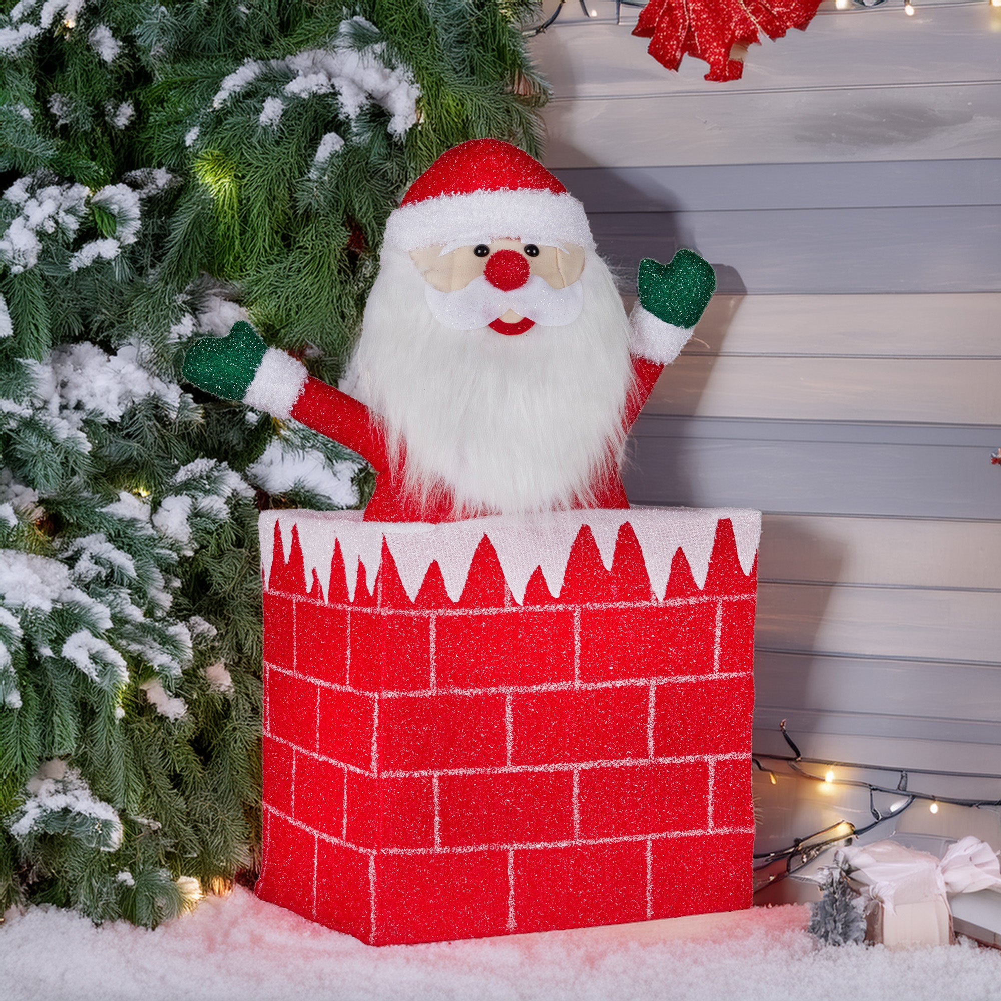 Christabelle 76cm Animated Santa In Chimney Christmas Tree Led Lights Ornament