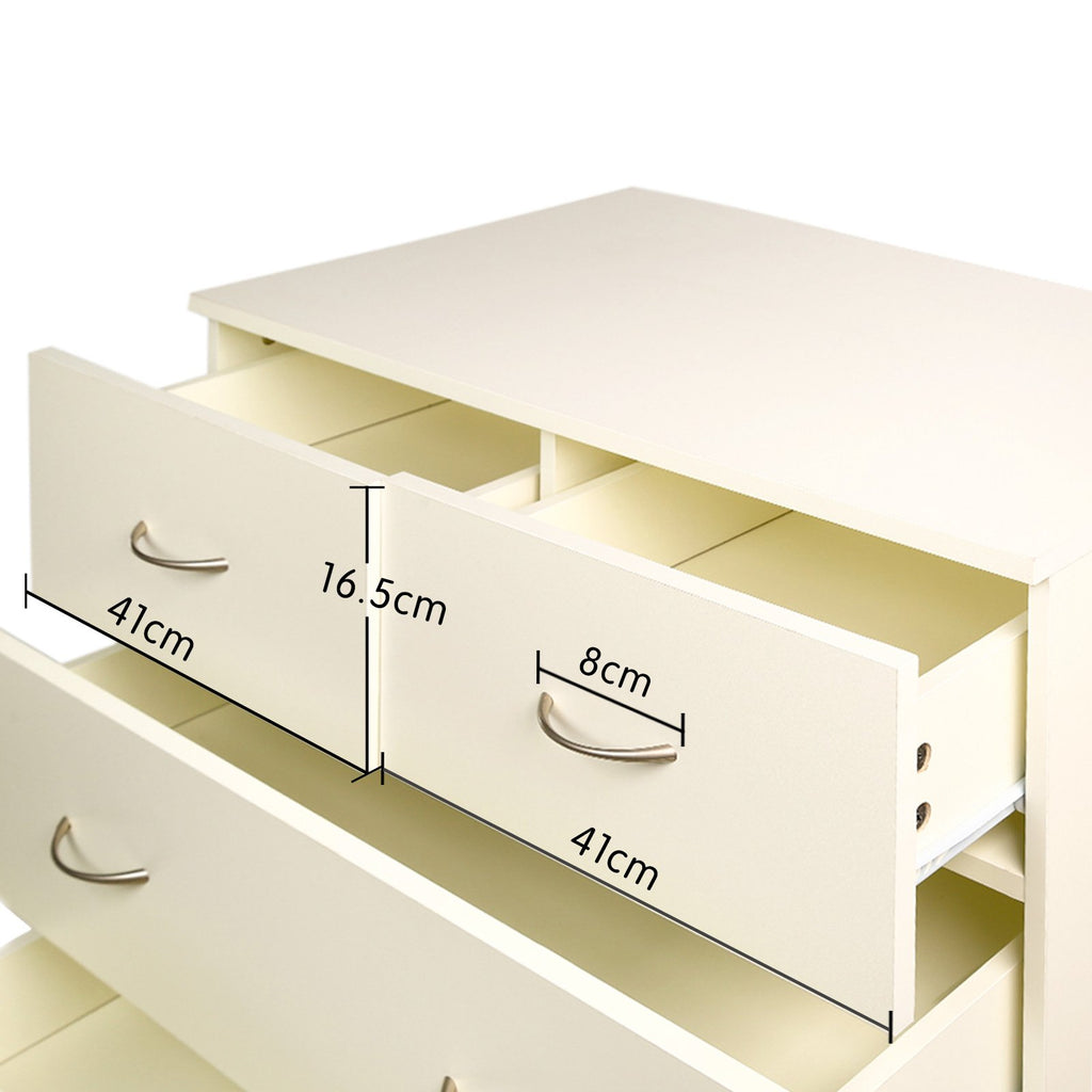 Sarantino Tallboy Dresser 6 Chest Of Drawers Cabinet 85 x 39.5 x 105cm in White