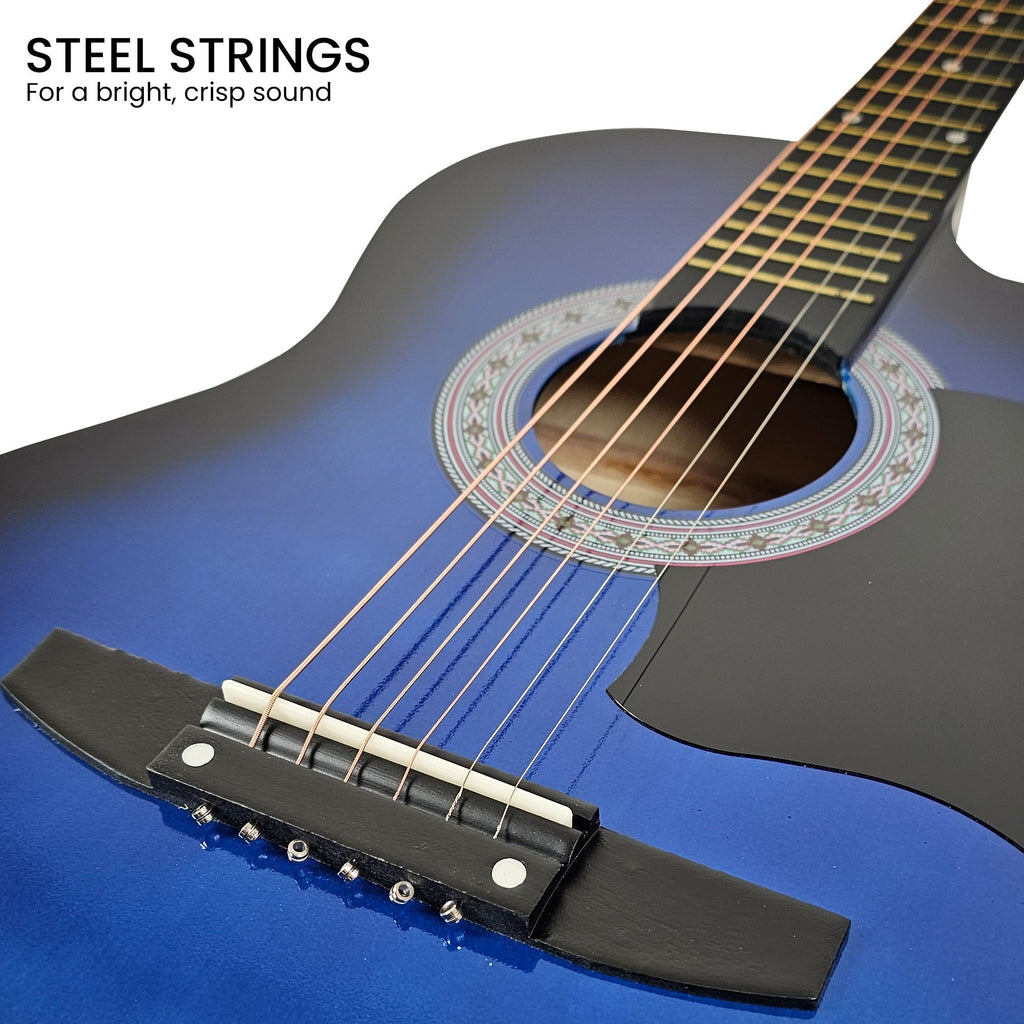 Karrera 38in Cutaway Acoustic Guitar with guitar bag - Blue Burst