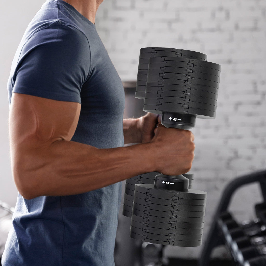 Powertrain Eon 45kg Adjustable Dumbbell Home Gym 9 Strength Training Safety Lock System For Building & Fitness Workouts