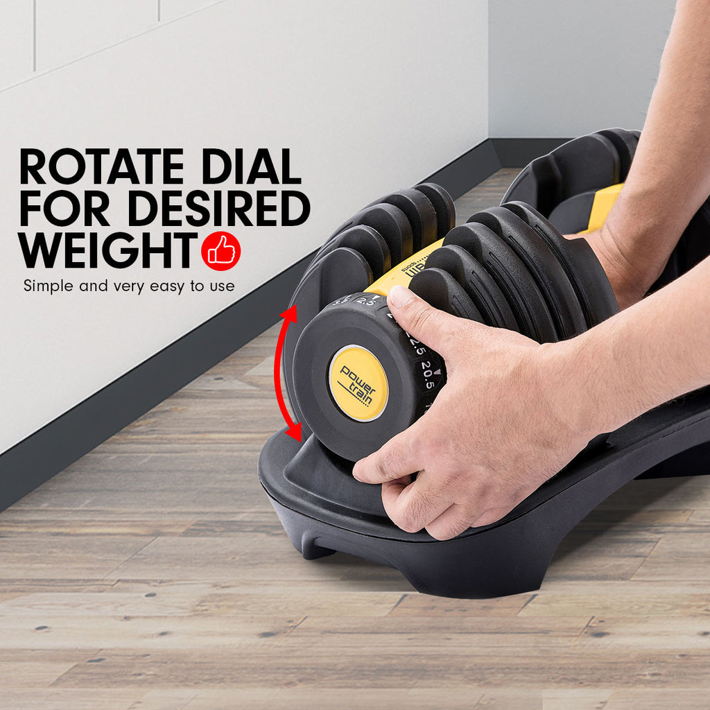 Powertrain 24KG  Adjustable Home Gym Dumbbell - Gold