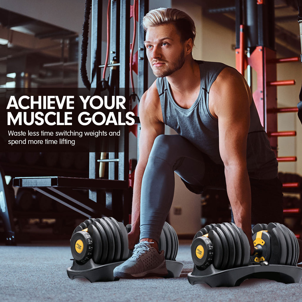 Powertrain 24KG  Adjustable Home Gym Dumbbell - Gold