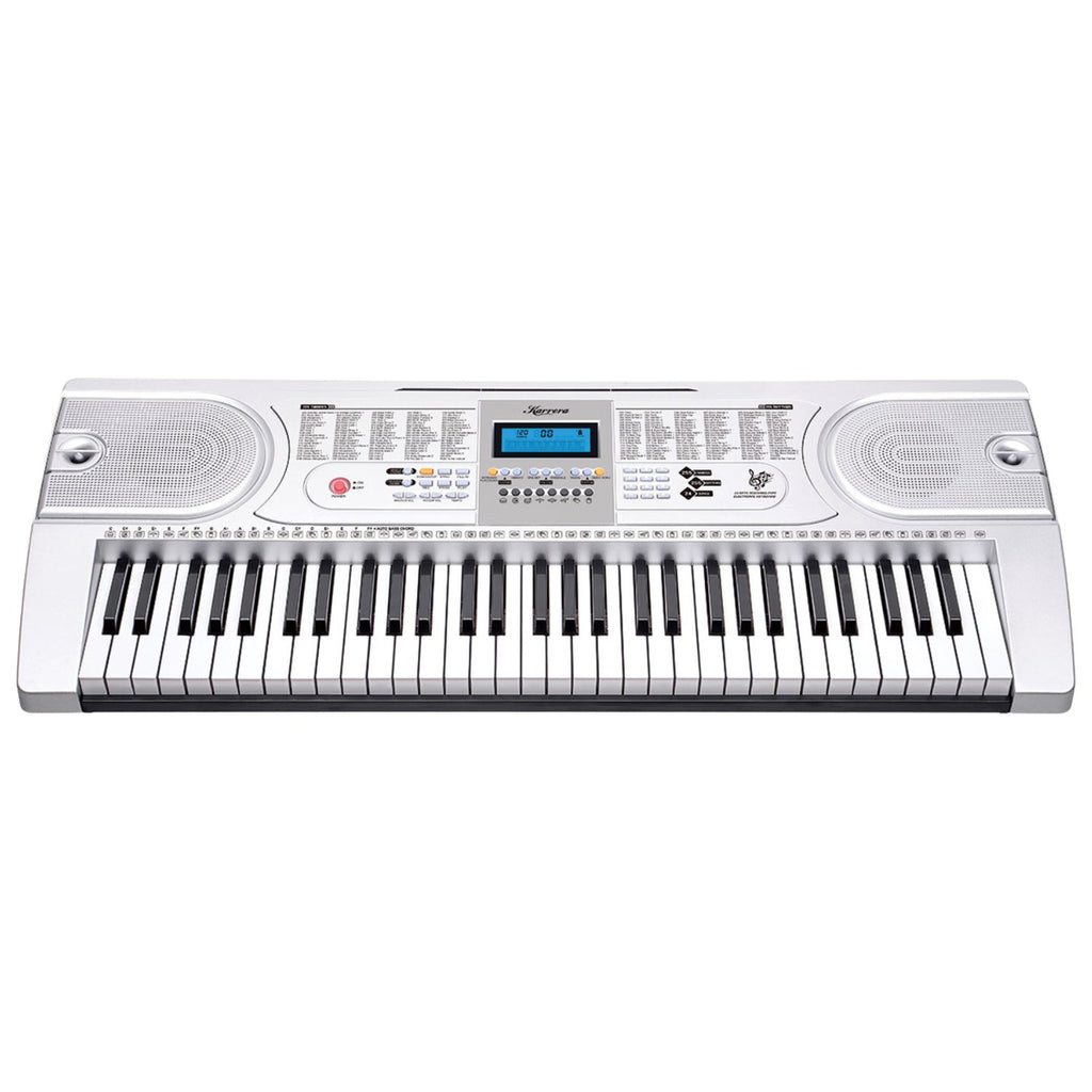 Karrera 61 Keys Electronic Keyboard Teaching Piano with Electric Stand in Silver CHJ-61