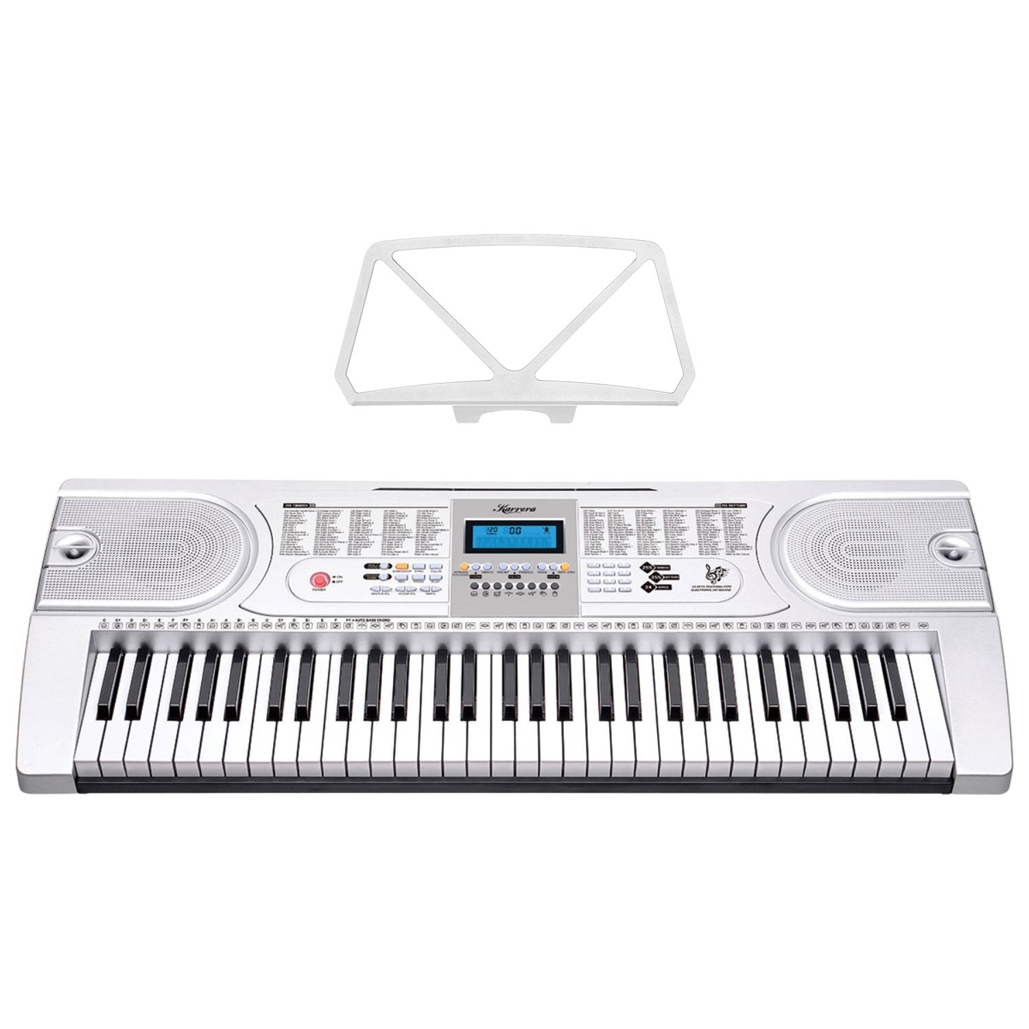 Karrera 61 Keys Electronic Keyboard Teaching Piano with Electric Stand in Silver CHJ-61