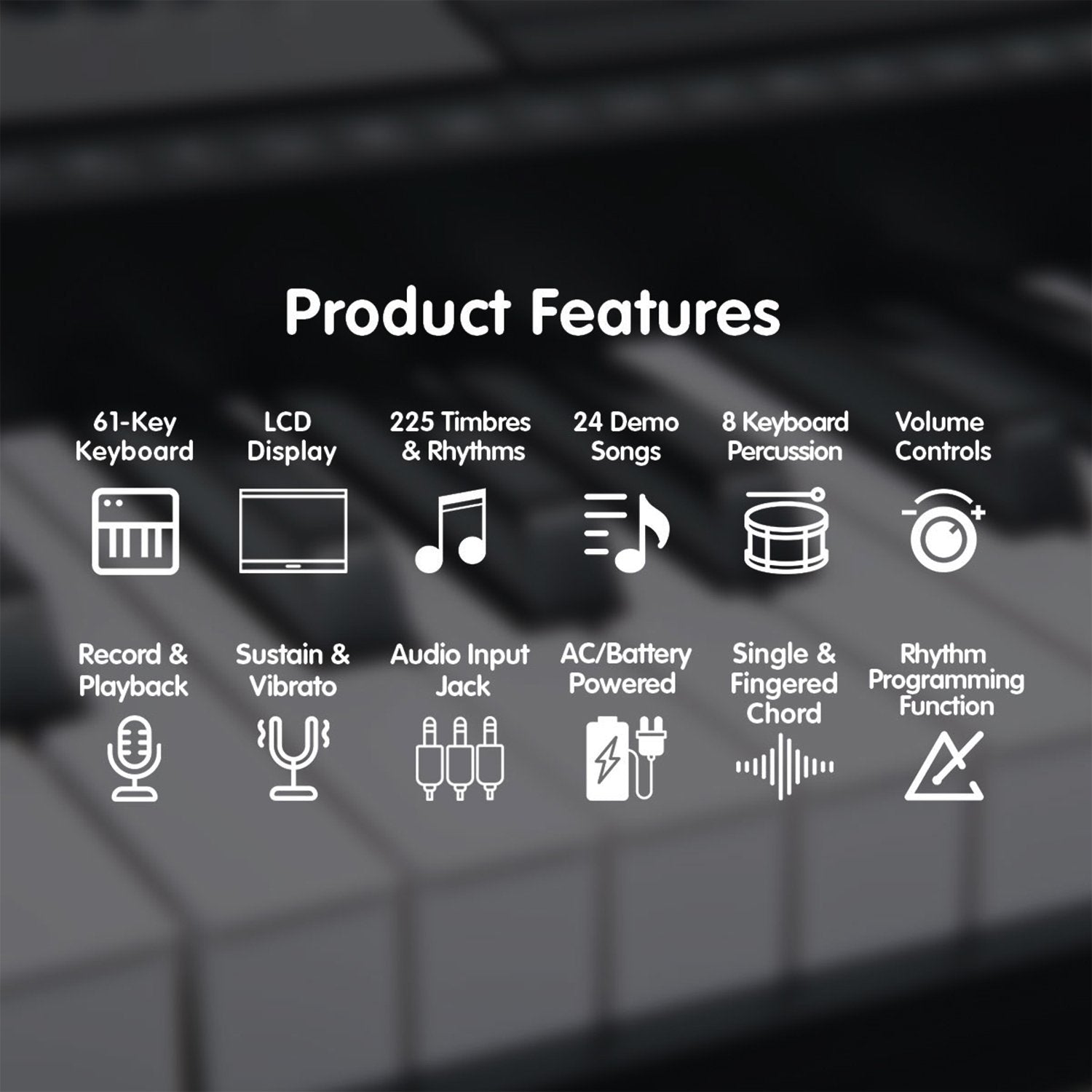 Karrera 61 Keys Electronic Keyboard Teaching Piano with Electric Stand in Silver CHJ-61