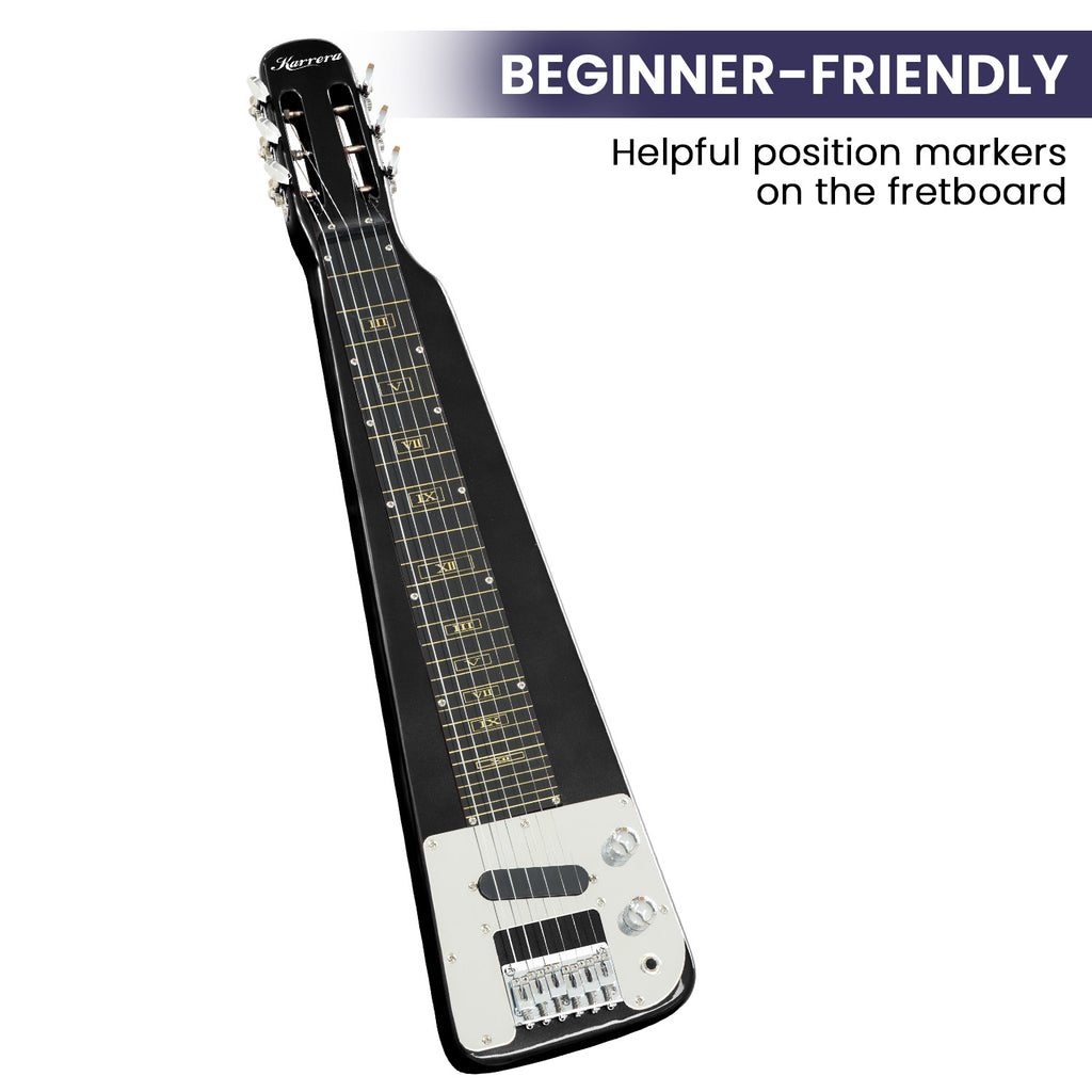 Karrera 29in 6-String Lap Steel Hawaiian Guitar - Black