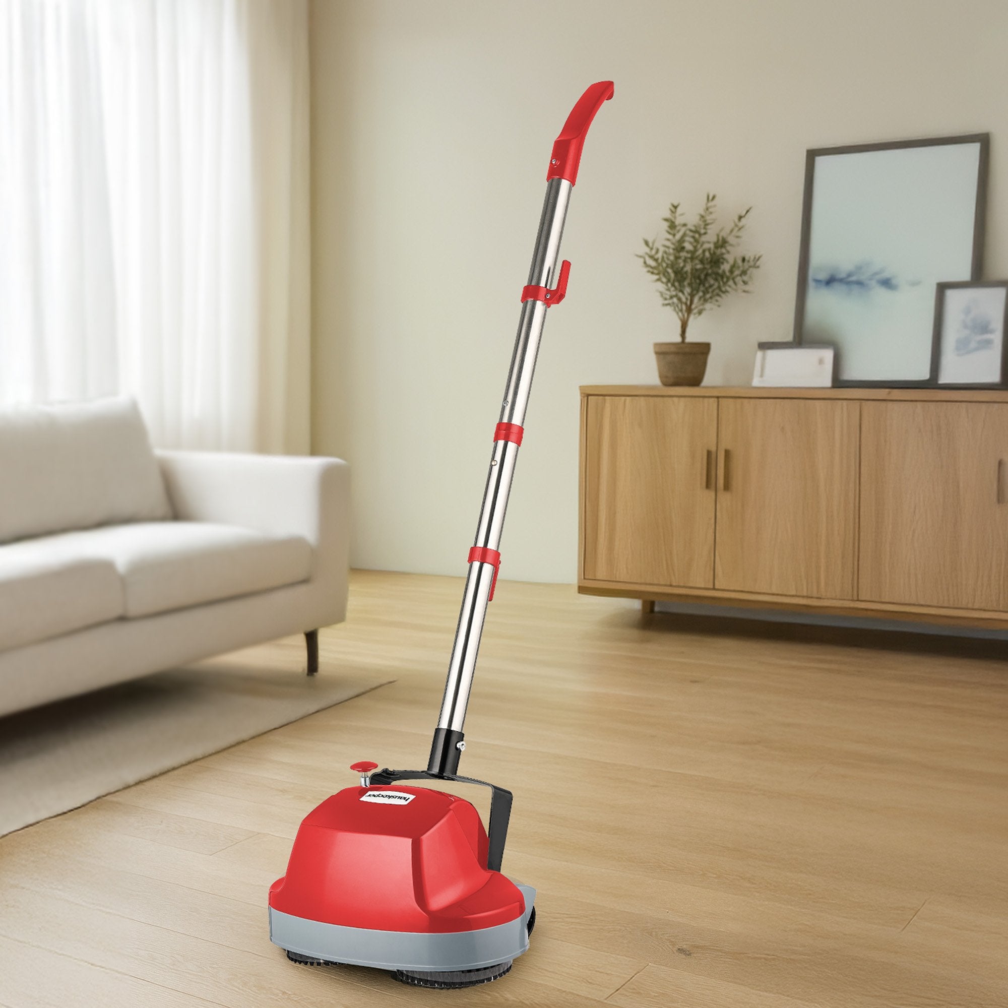 Klika Hauskeeper 5 in 1 Electric 240V Floor Polisher w/ 6M Power Cable Timber Hard Waxer Buffer Cleaner Red