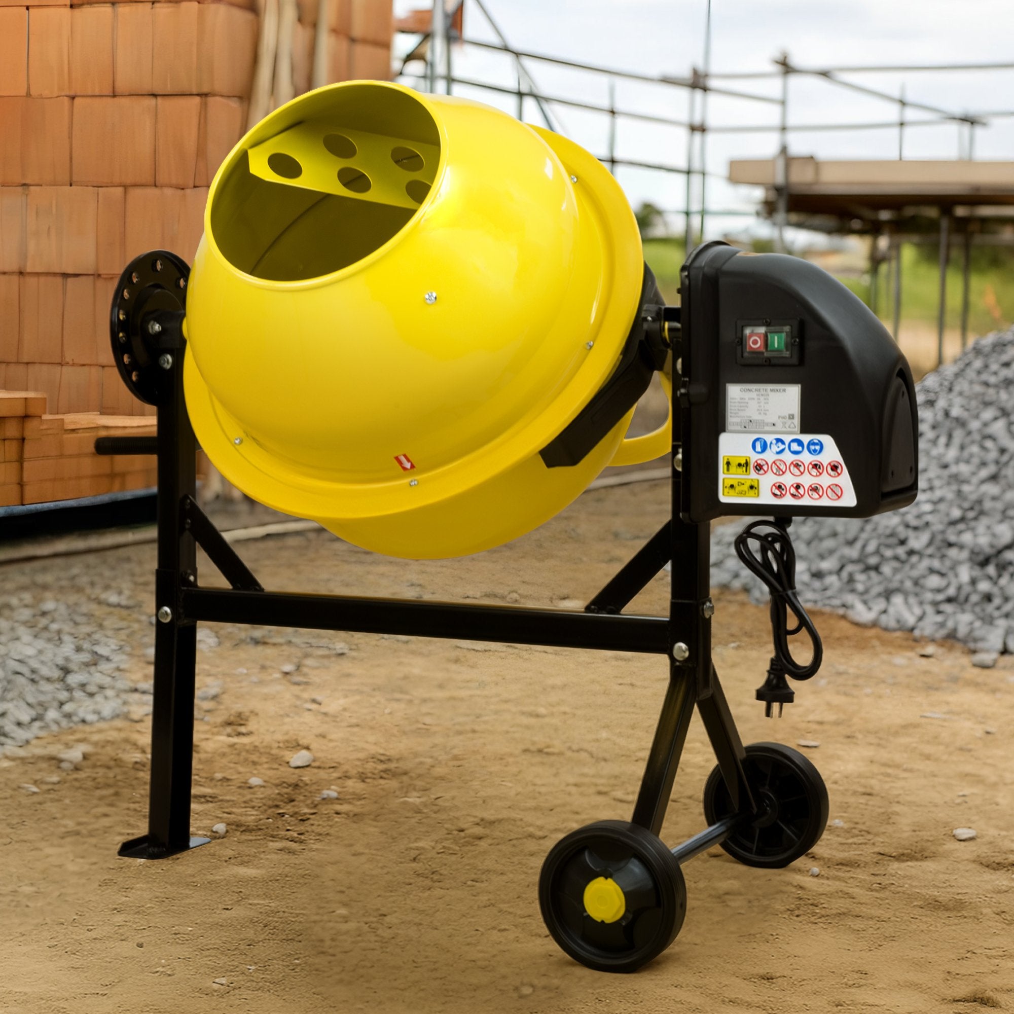 Kartrite Portable 63L Cement Concrete Mixer Dual Mix Blades & Tipper Lock 220W