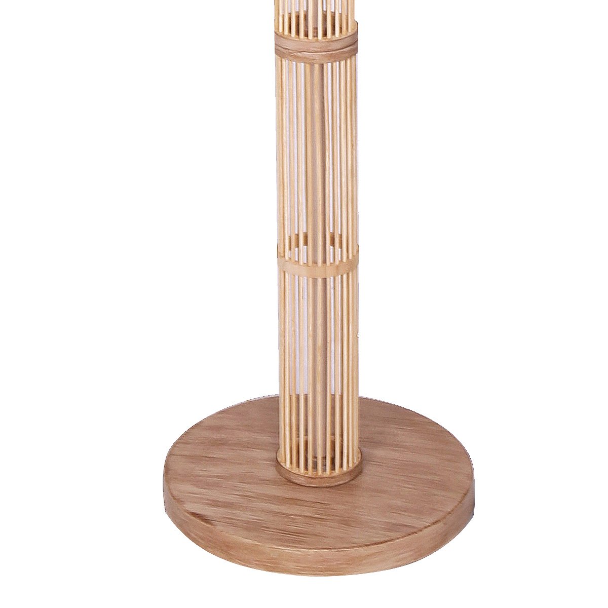 Sarantino Rattan Floor Lamp With Ghost-White Linen Shade